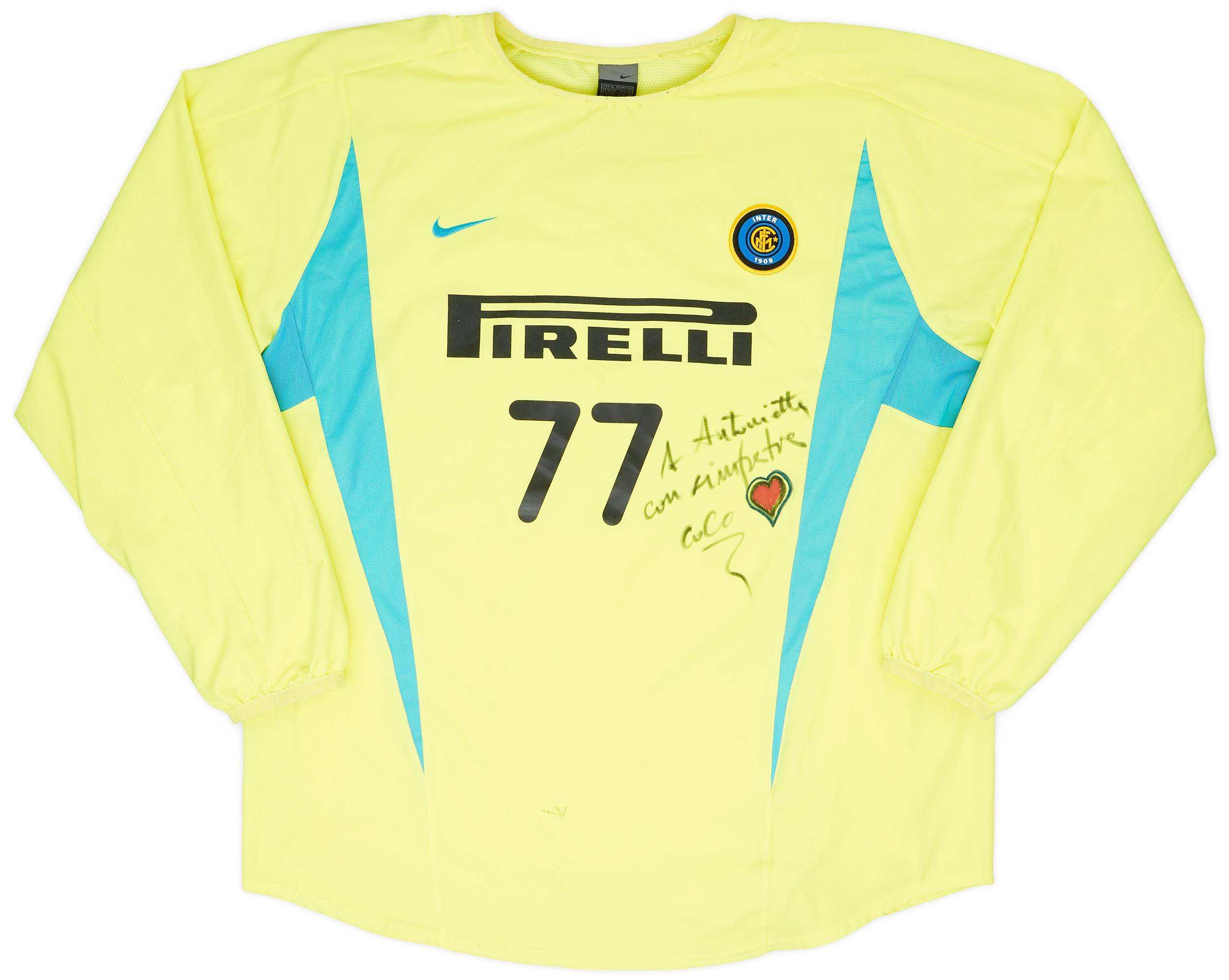 2002-03 Inter Milan Player Issue Signed Nike Training Shirt