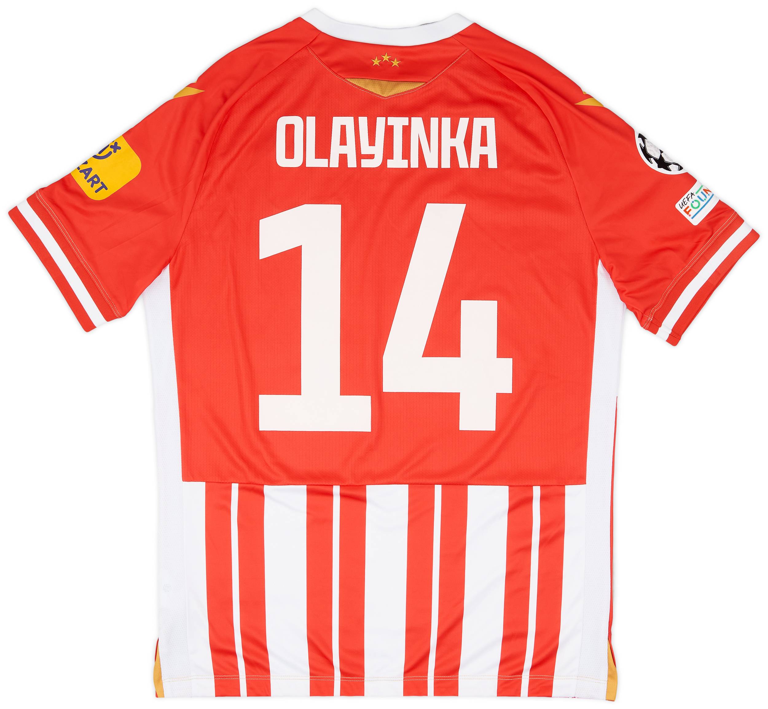2023 24 Red Star Belgrade Match Issue Champions League Home Shirt Olayinka 14