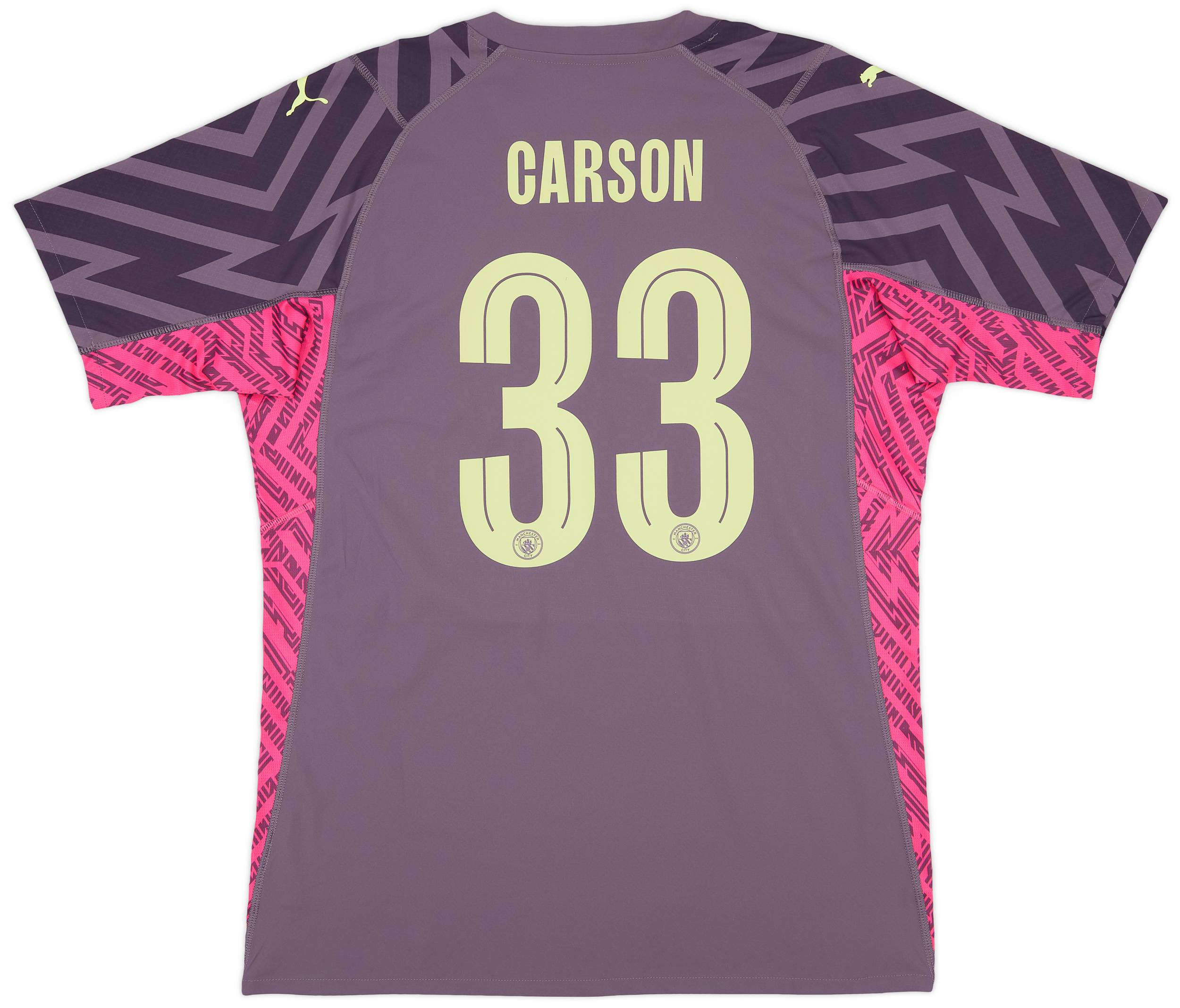 2023-24 Manchester City Match Issue GK S/S Shirt Carson #33 - 7/10 - (XL)
