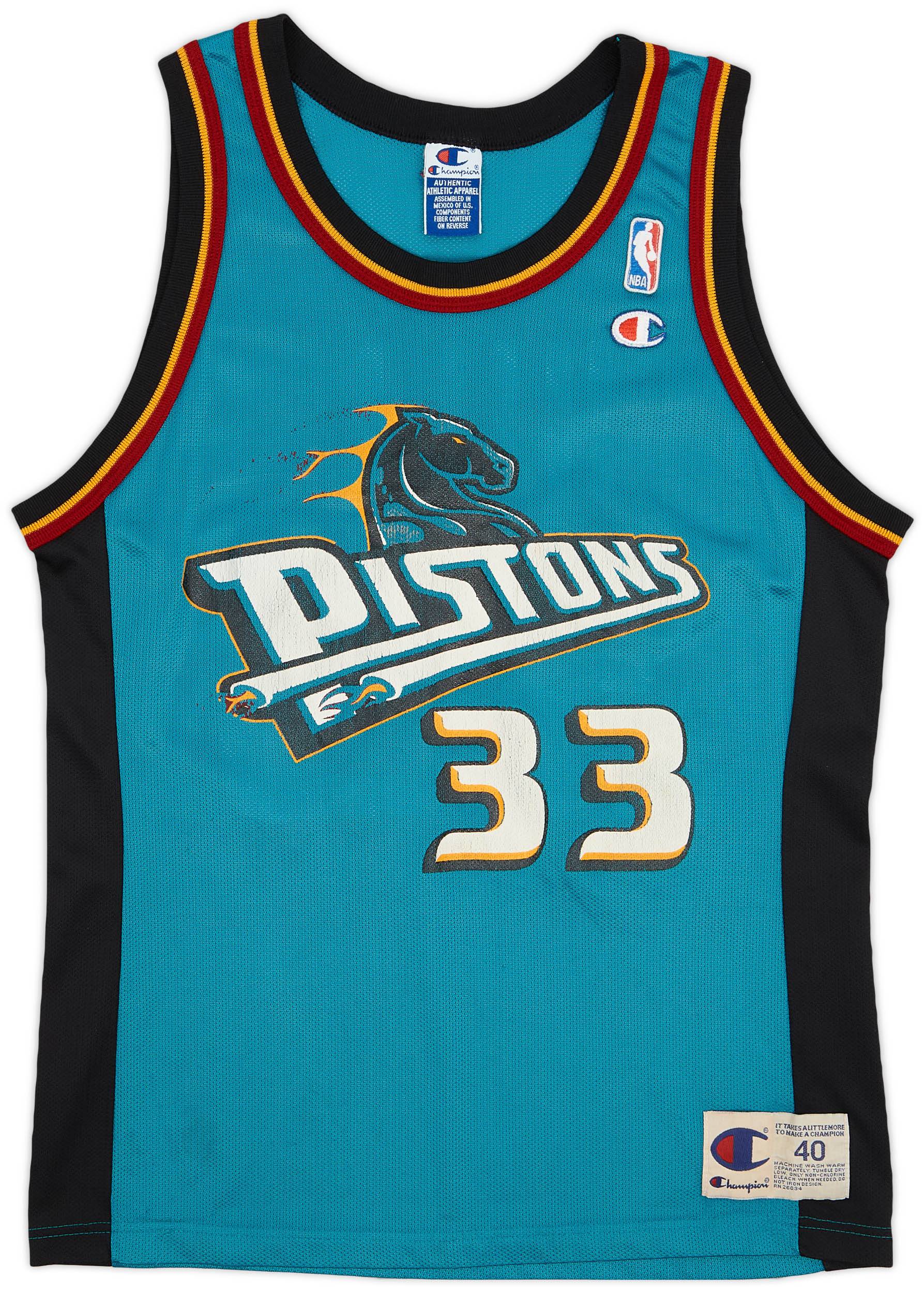 1996-00 Detroit Pistons Hill #33 Champion Away Jersey - 5/10 - (M)