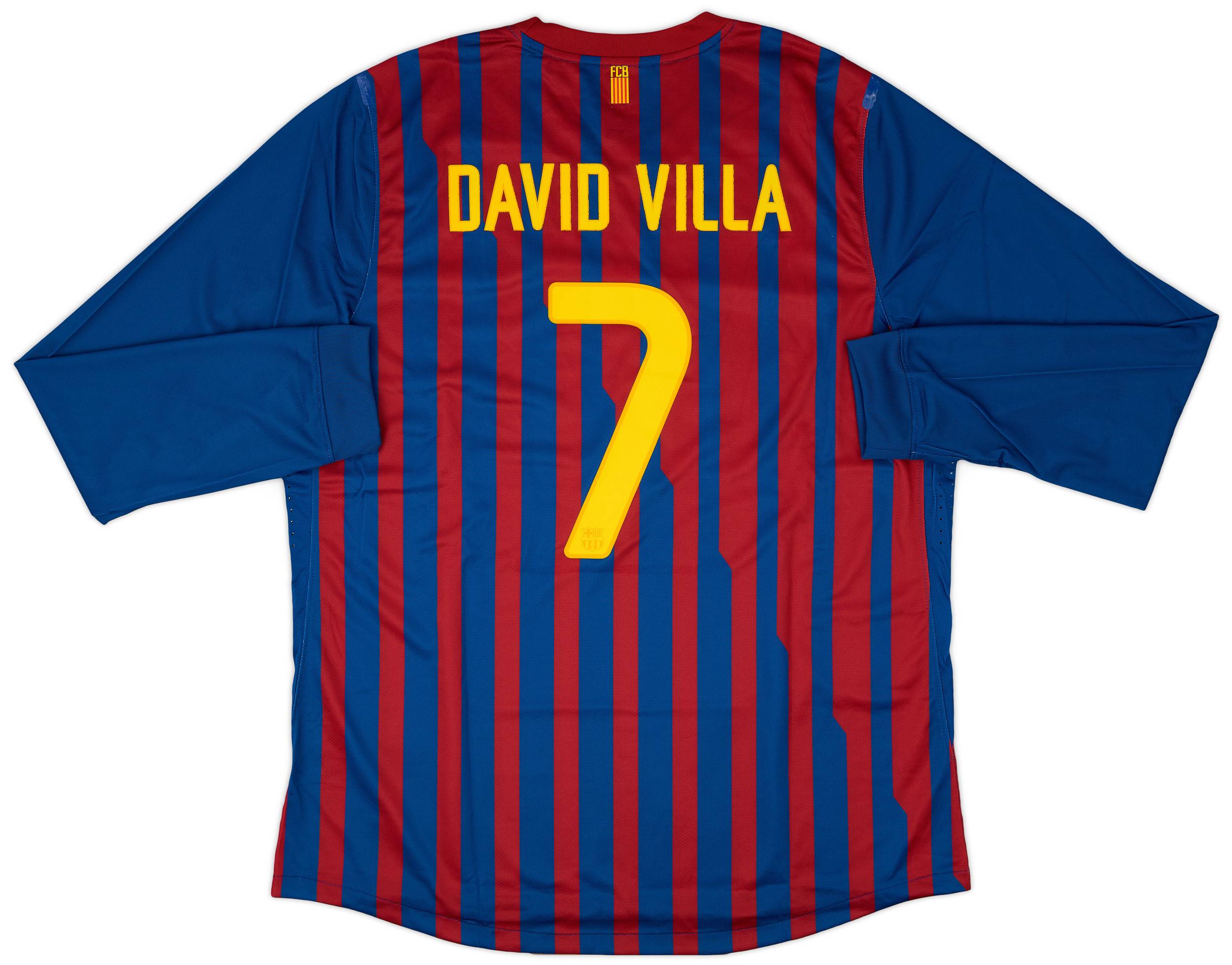 2011-12 Barcelona Player Issue Home L/S Shirt David Villa #7 (XXL)