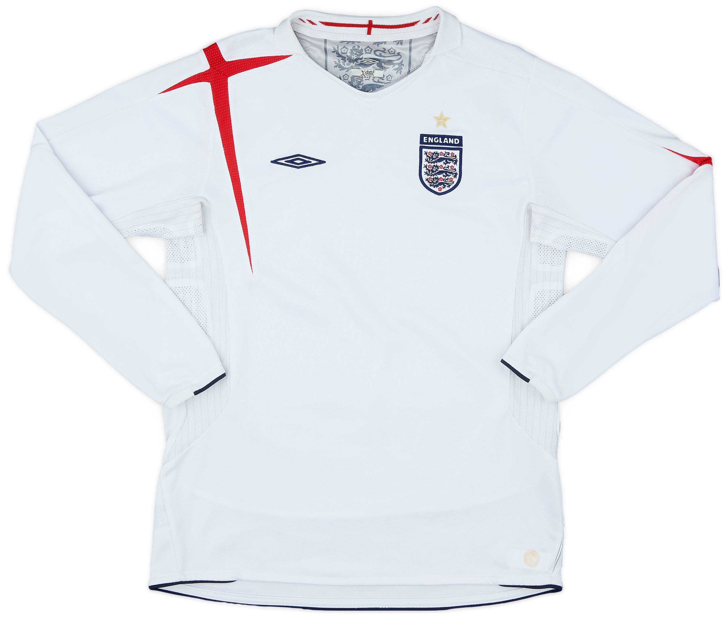 2005-07 England Home L/S Shirt - 7/10 - (XL.Boys)
