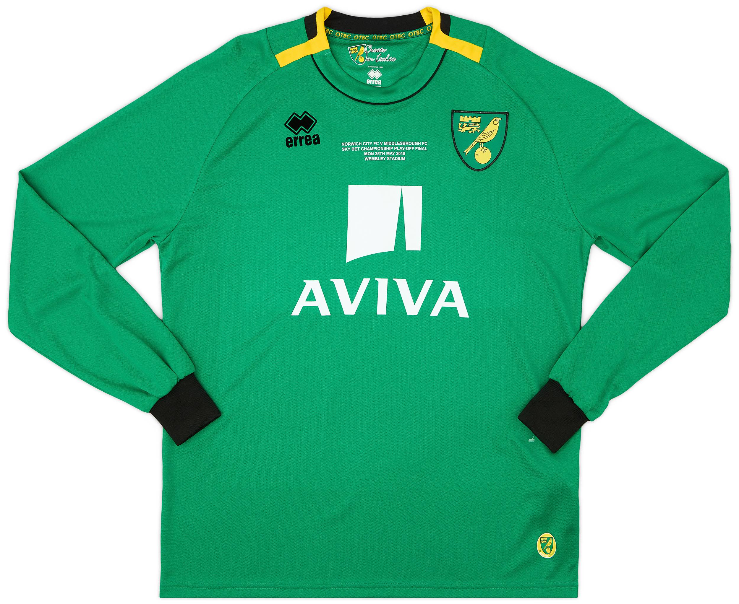 2014-15 Norwich 'Play-Off Final' GK Shirt - As New