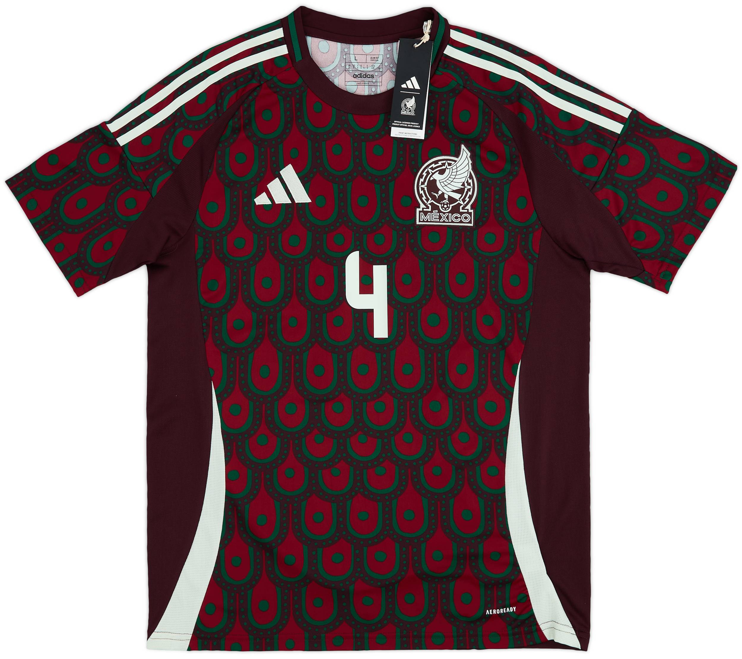 E. Álvarez 4番 メキシコ ジャージ 2024-25 Mexico Home Shirt E.Alvarez #4