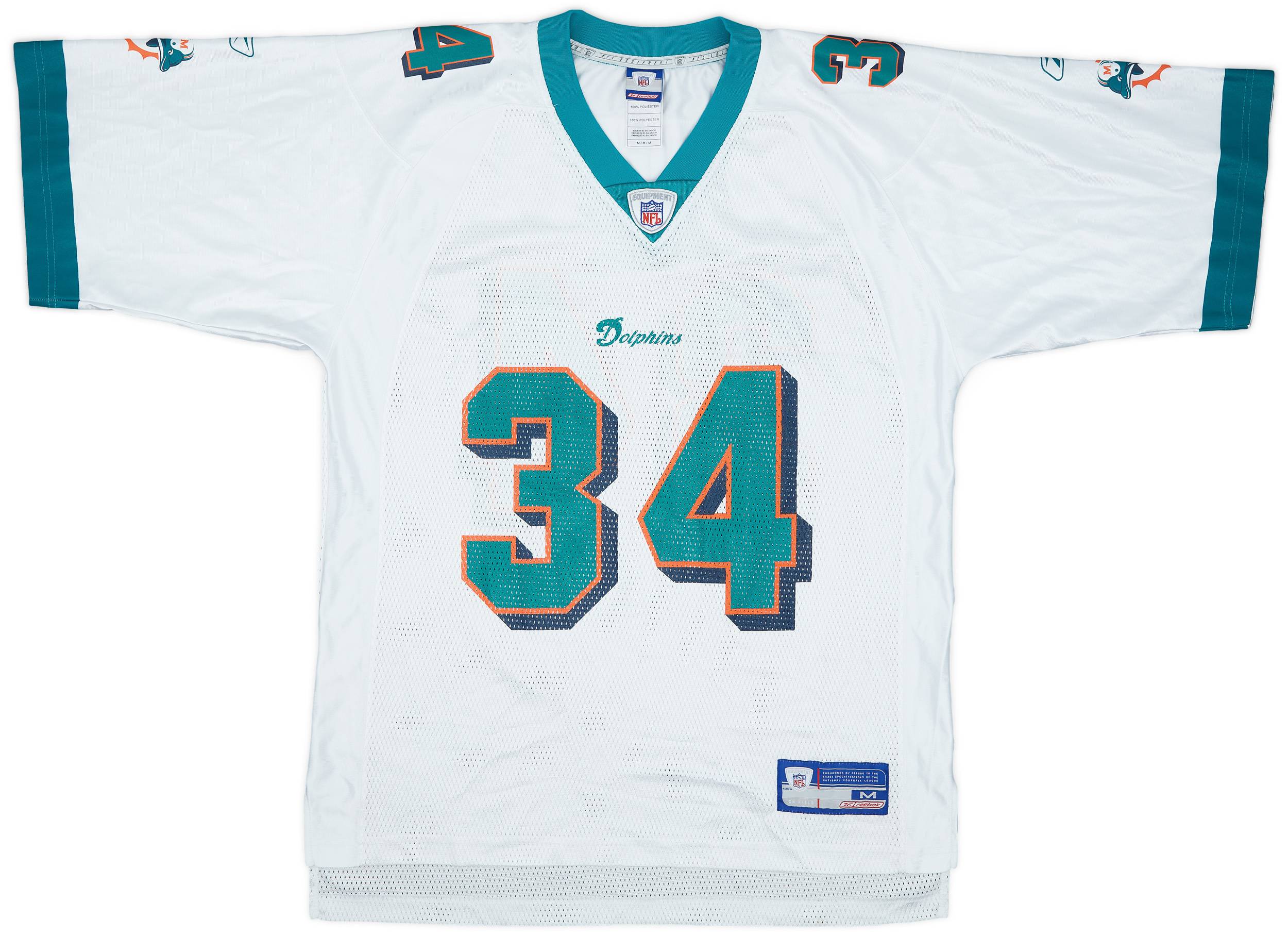 2002-03 Miami Dolphins R.Williams #34 Reebok On Field Away Jersey - 8/10 - (M)