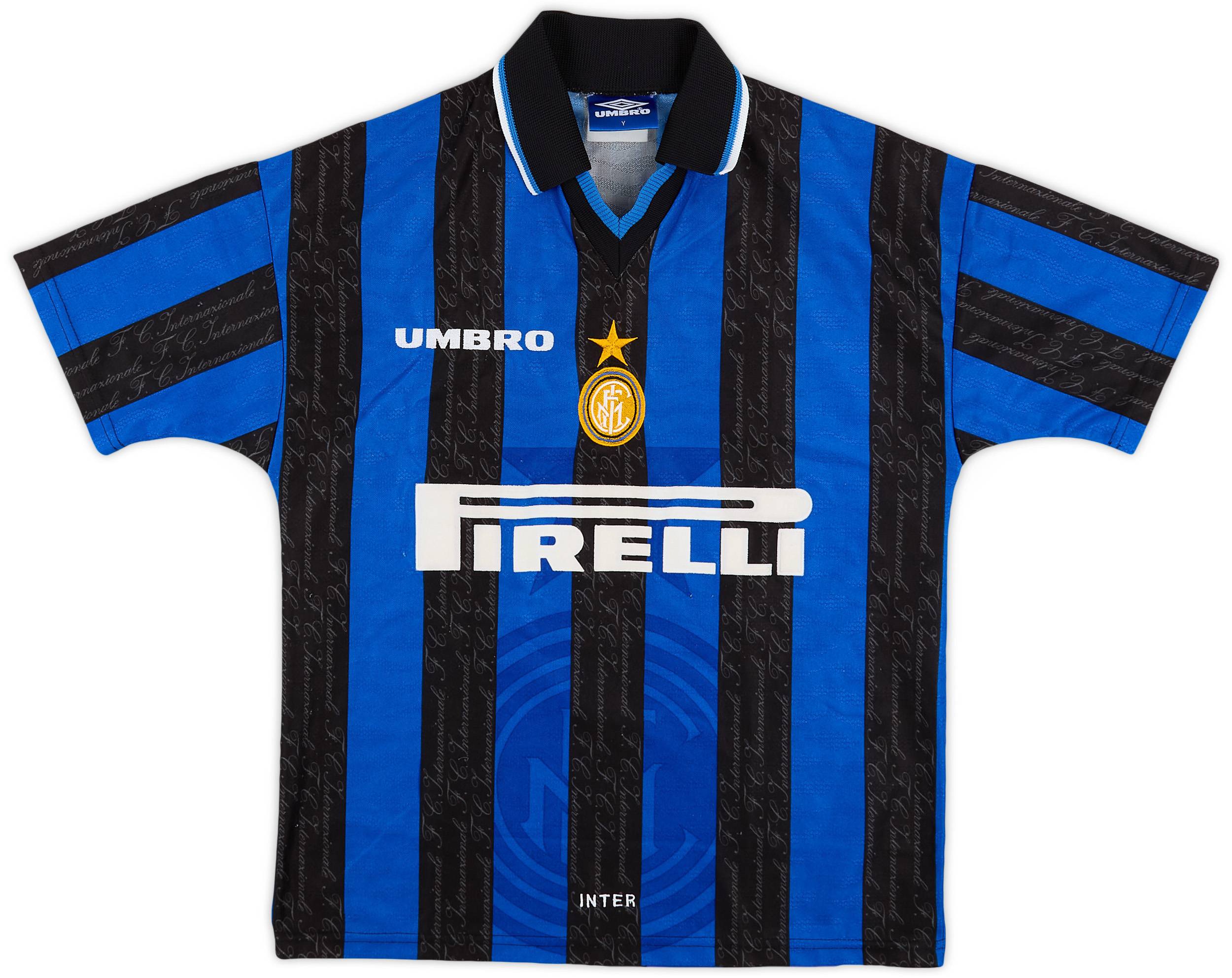 【正規1997-98 Umbro Inter home Ronaldo #10】 1997-98 Inter Milan Home Shirt Ronaldo #10 - 7/10 - (Y)