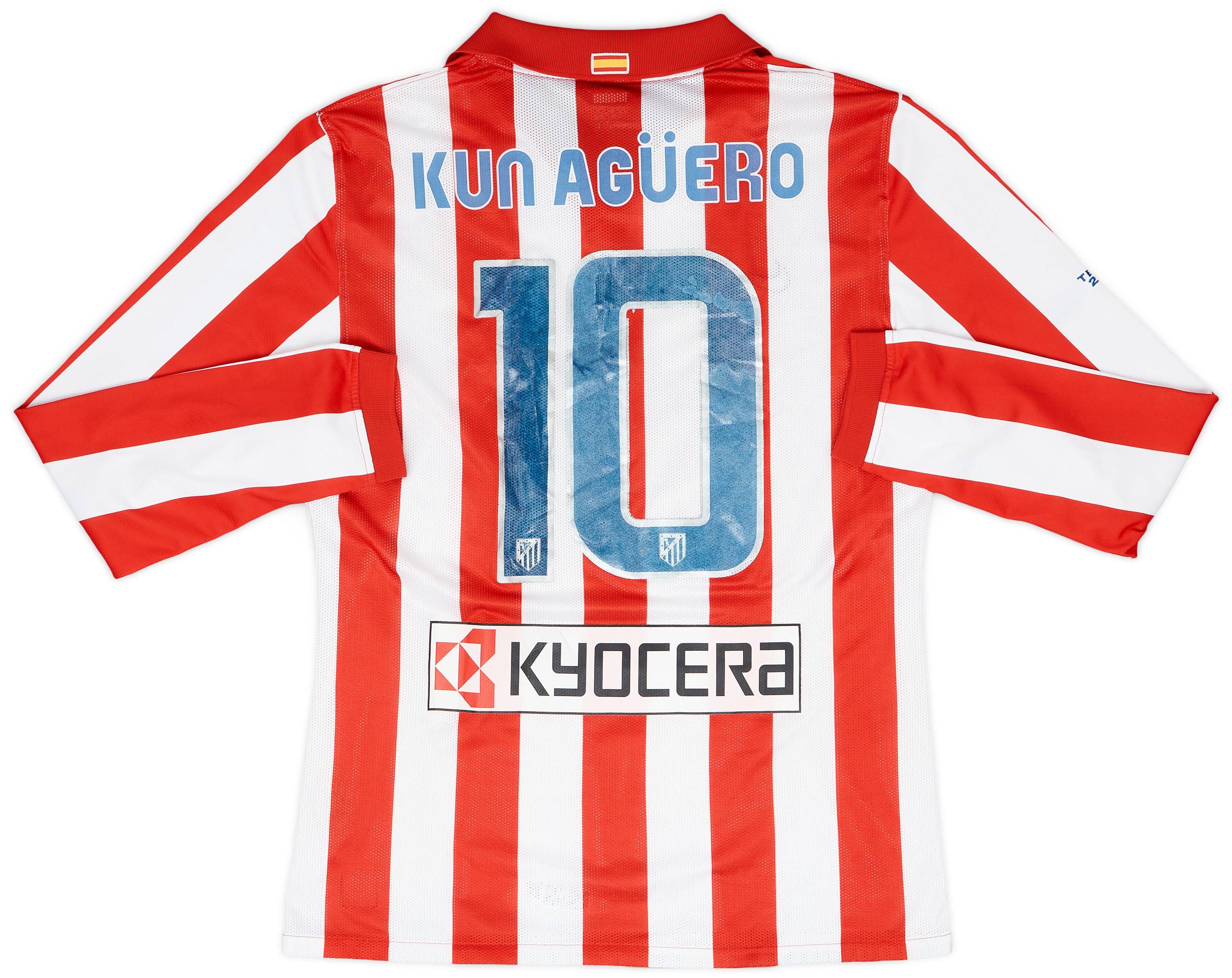 アトレティコ・マドリード KUN AGÜERO 10 シャツ 2009-10 Atletico Madrid Player Issue Home L/S Shirt Kun