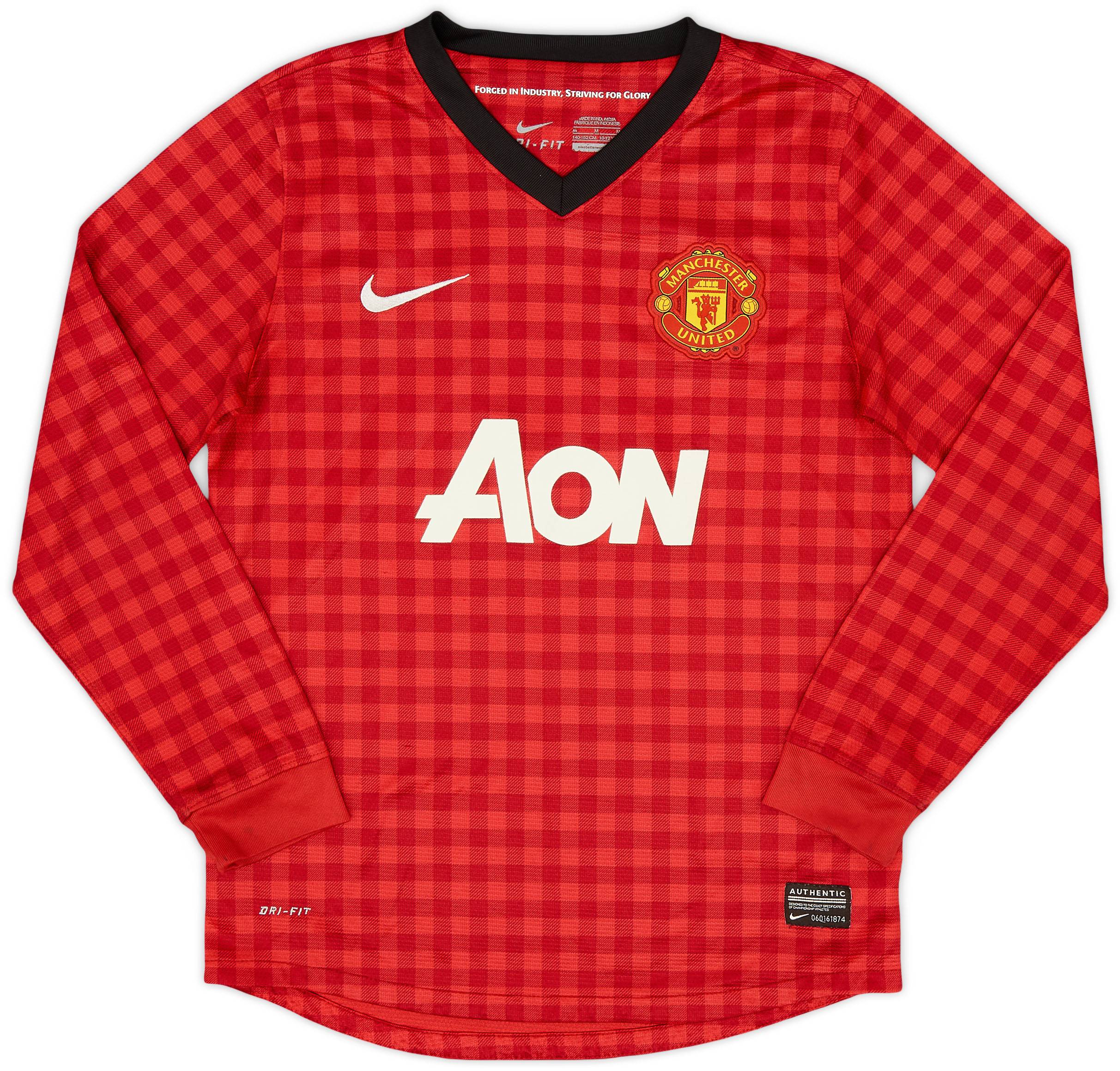 2012-13 Manchester United Home L/S Shirt - 9/10 - (M.Boys)