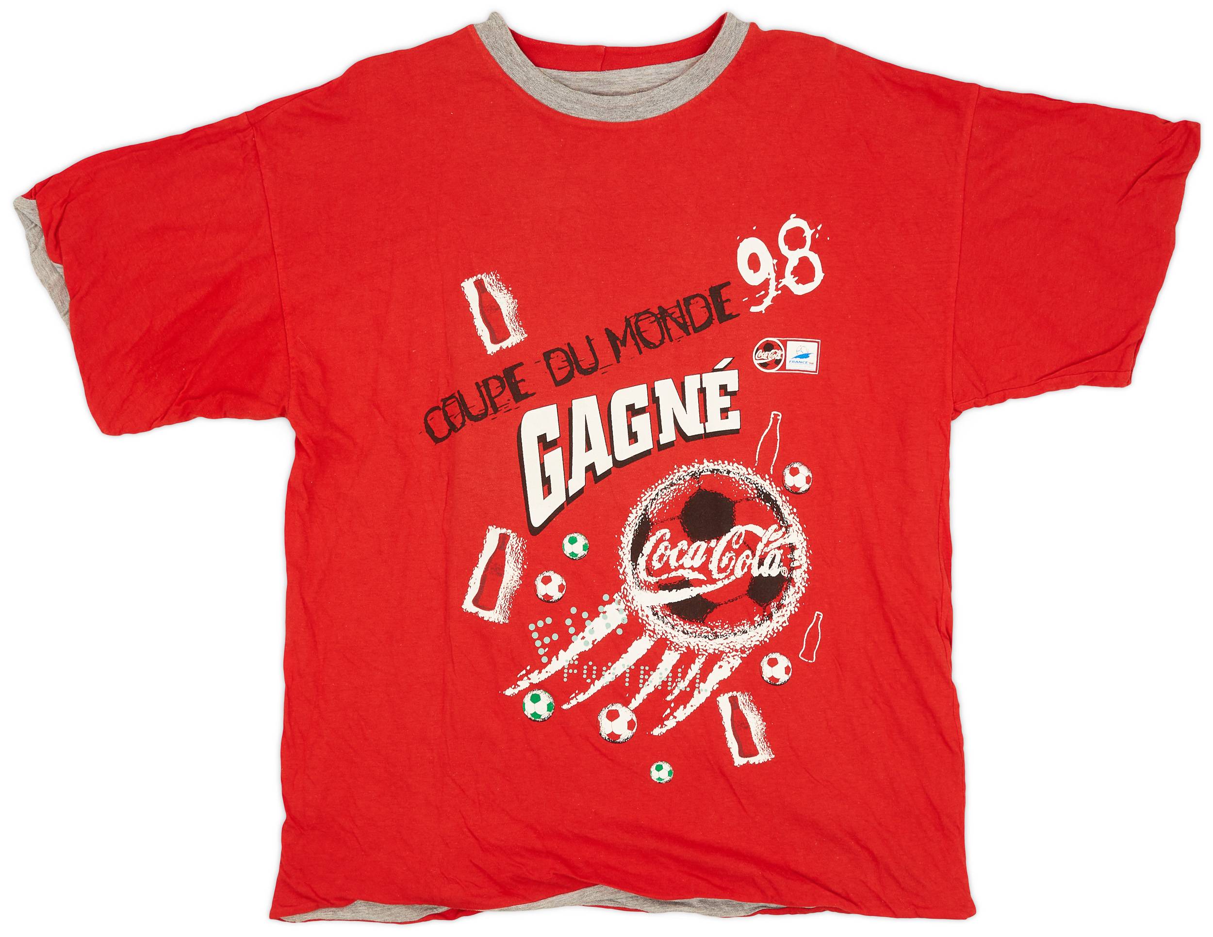 1998 France 98 Coca Cola 'Coupe Du Monde' Reversible Graphic Tee - 9/10 - (XL)