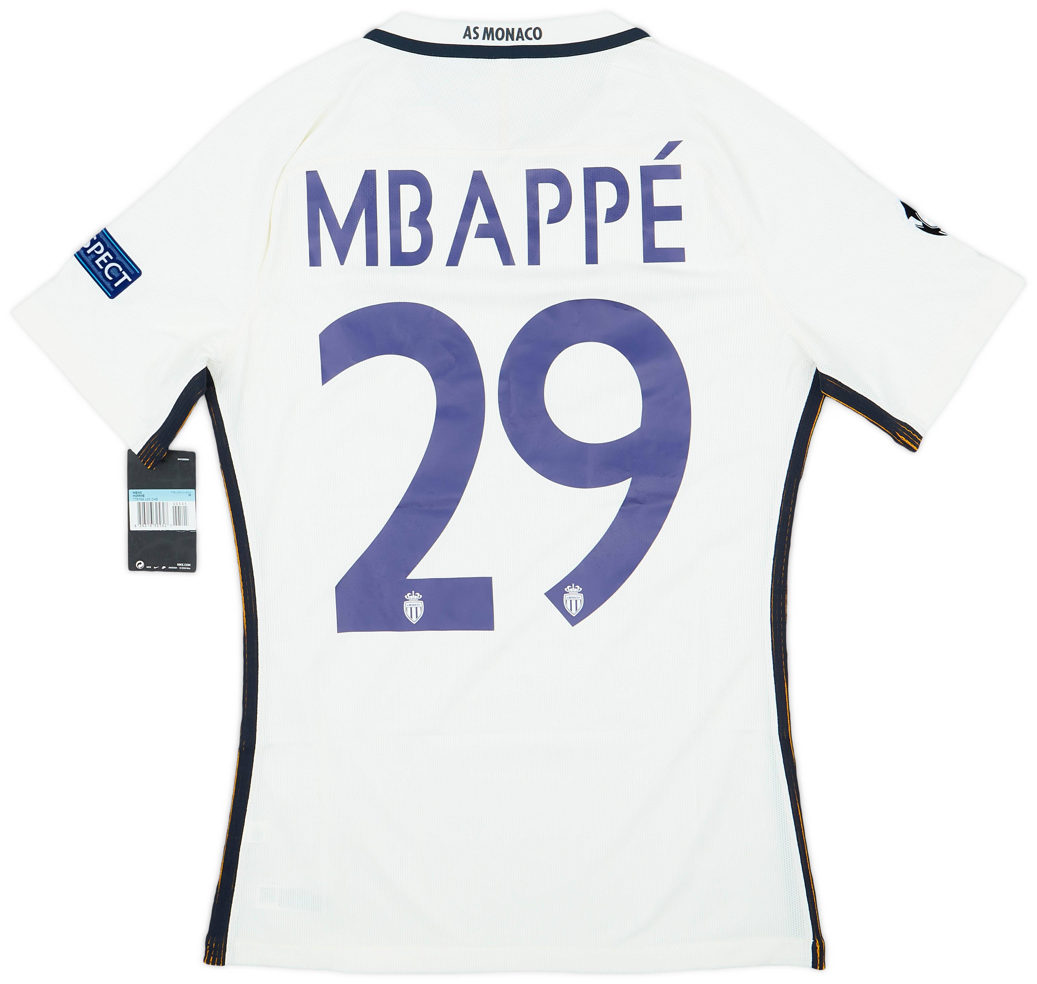 高い品質 Monaco 2016-17 Authentic (M) #29 Mbappe Shirt Away ウェア