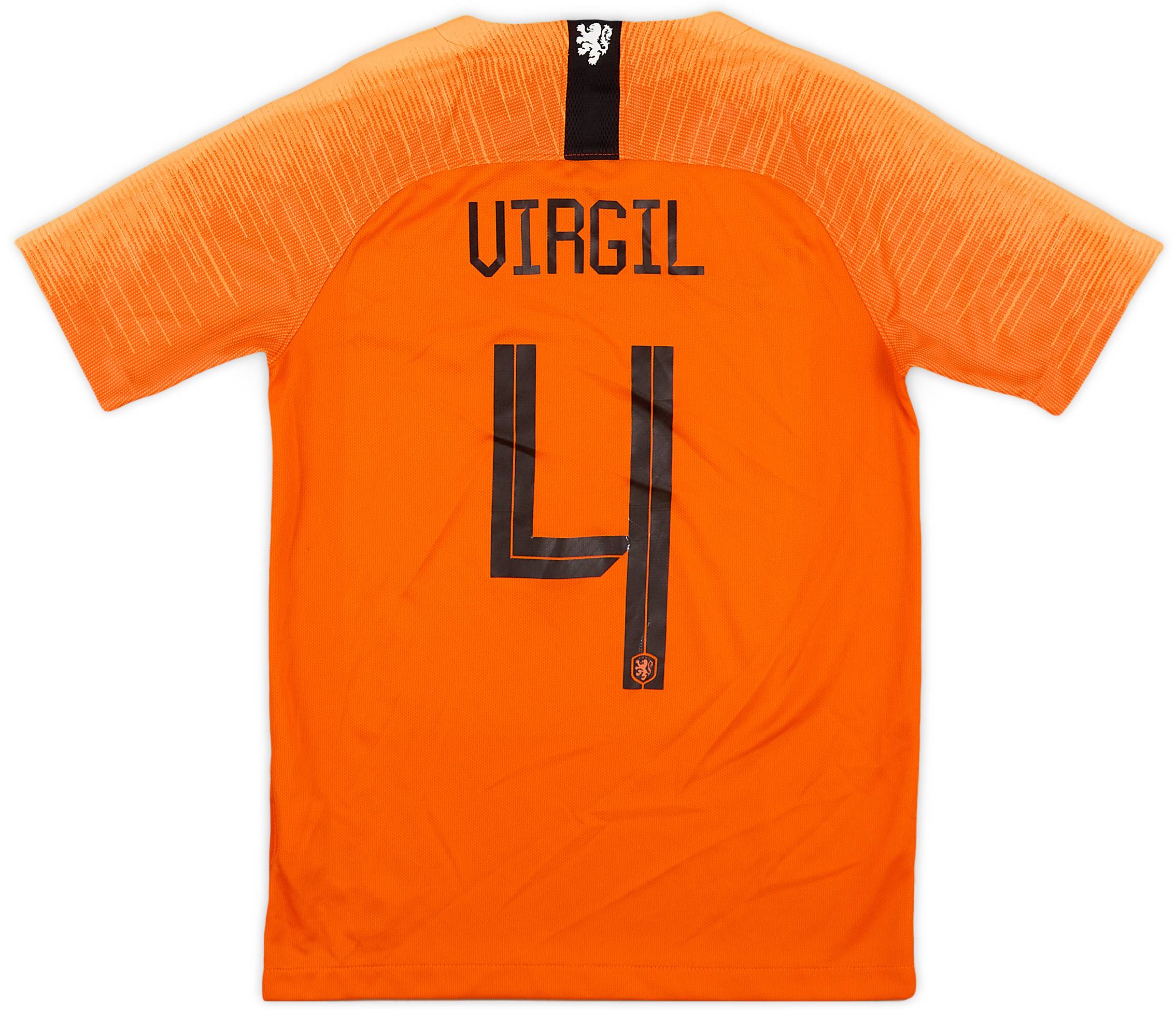 2018-19 Netherlands Home Shirt Virgil #4 - 8/10 - (M.Boys)