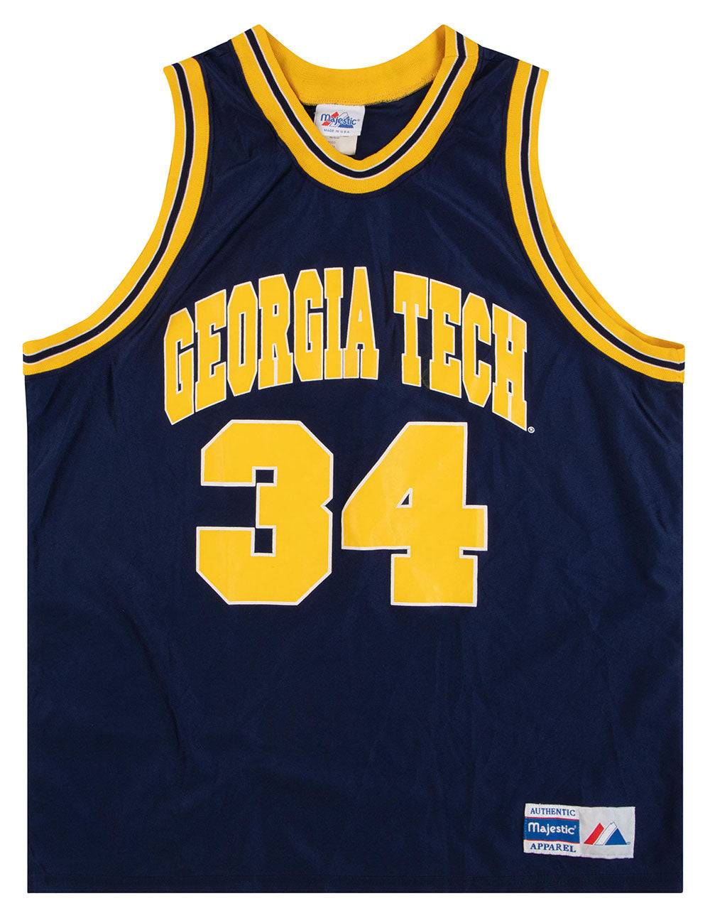 1990s Georgia Tech Yellow Jackets #34 Majestic Jersey (Away) XL