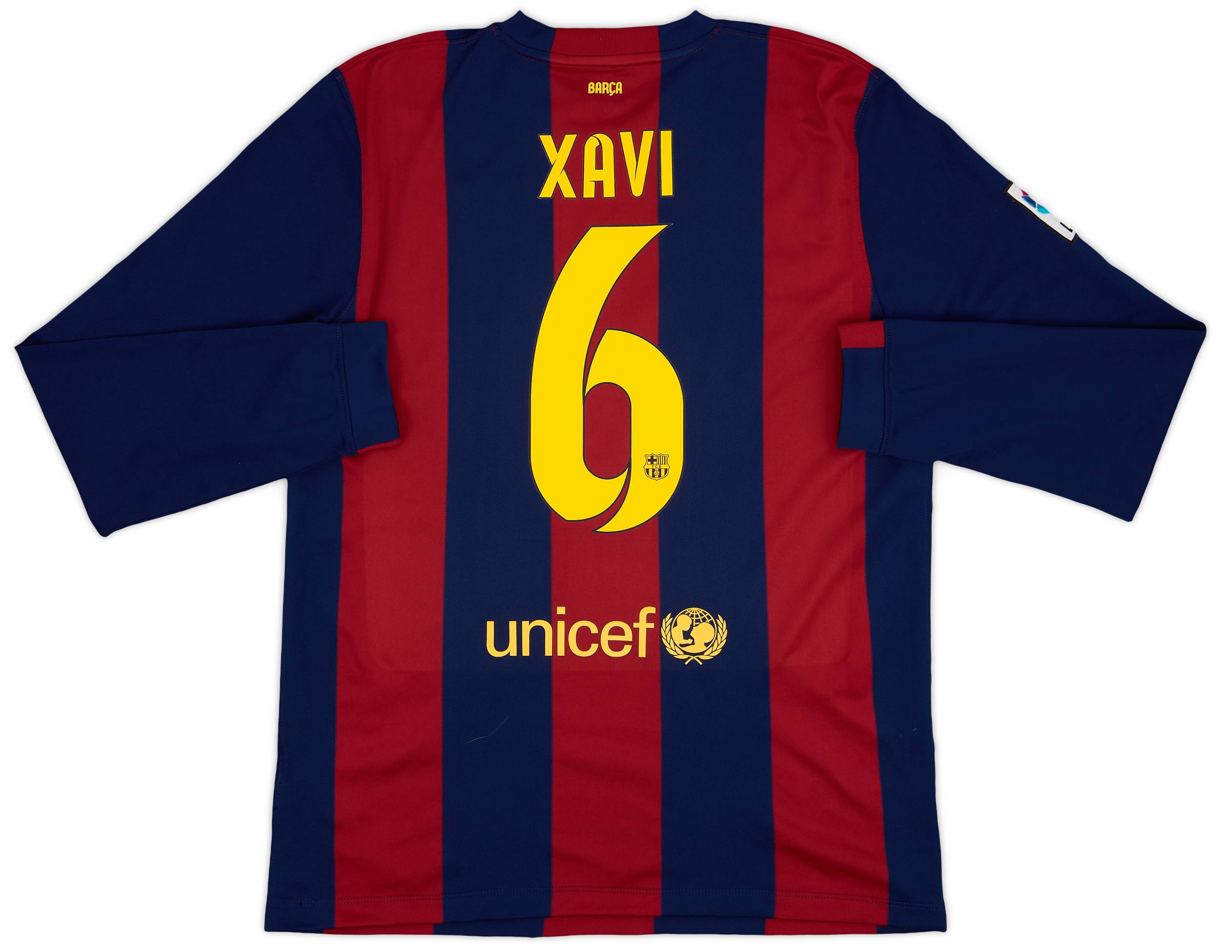 2014-15 Barcelona Home L/S Shirt Xavi #6 - 6/10 - (L)