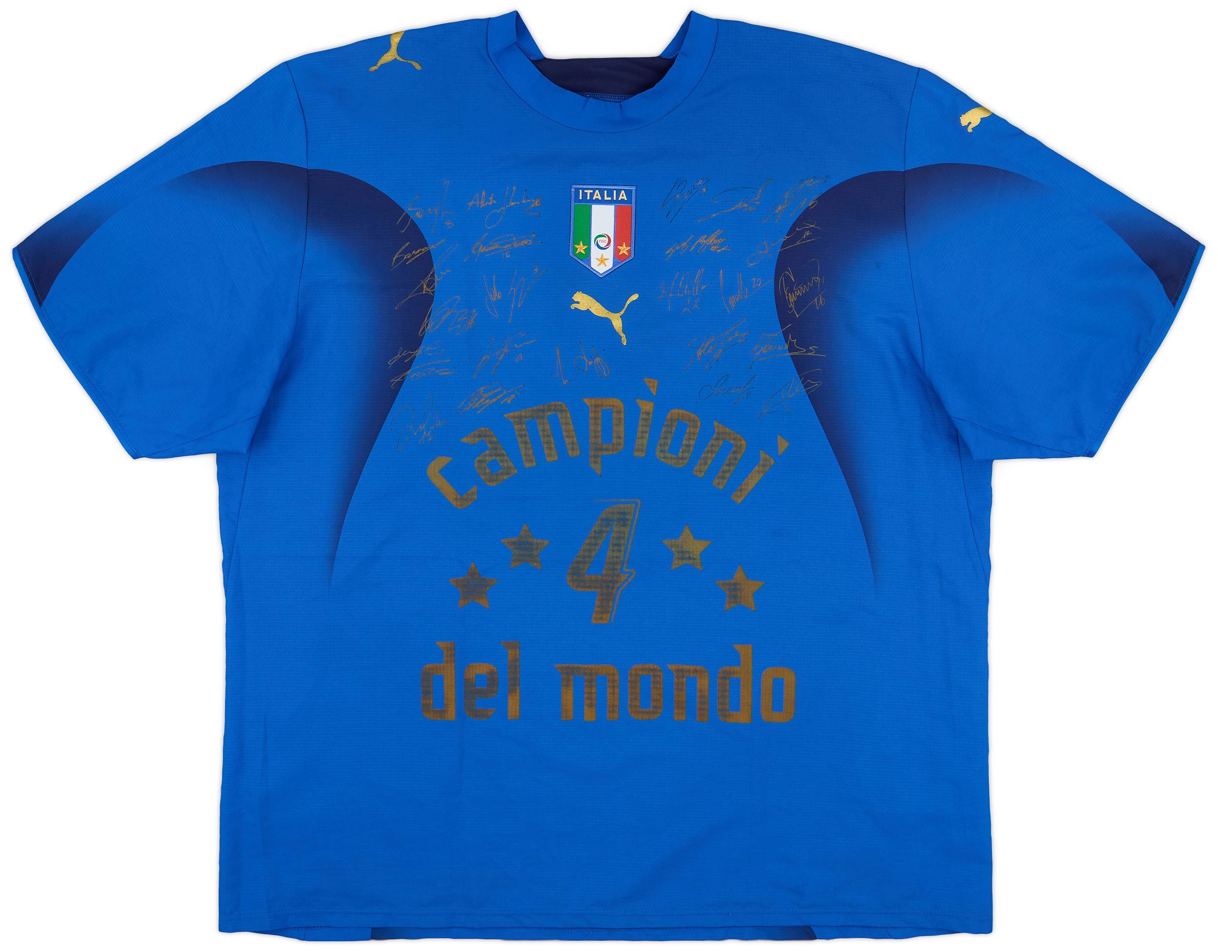 2006 Italy 'Campioni Del Mondo' 'Signed' Home Shirt - 7/10 - (XXL)