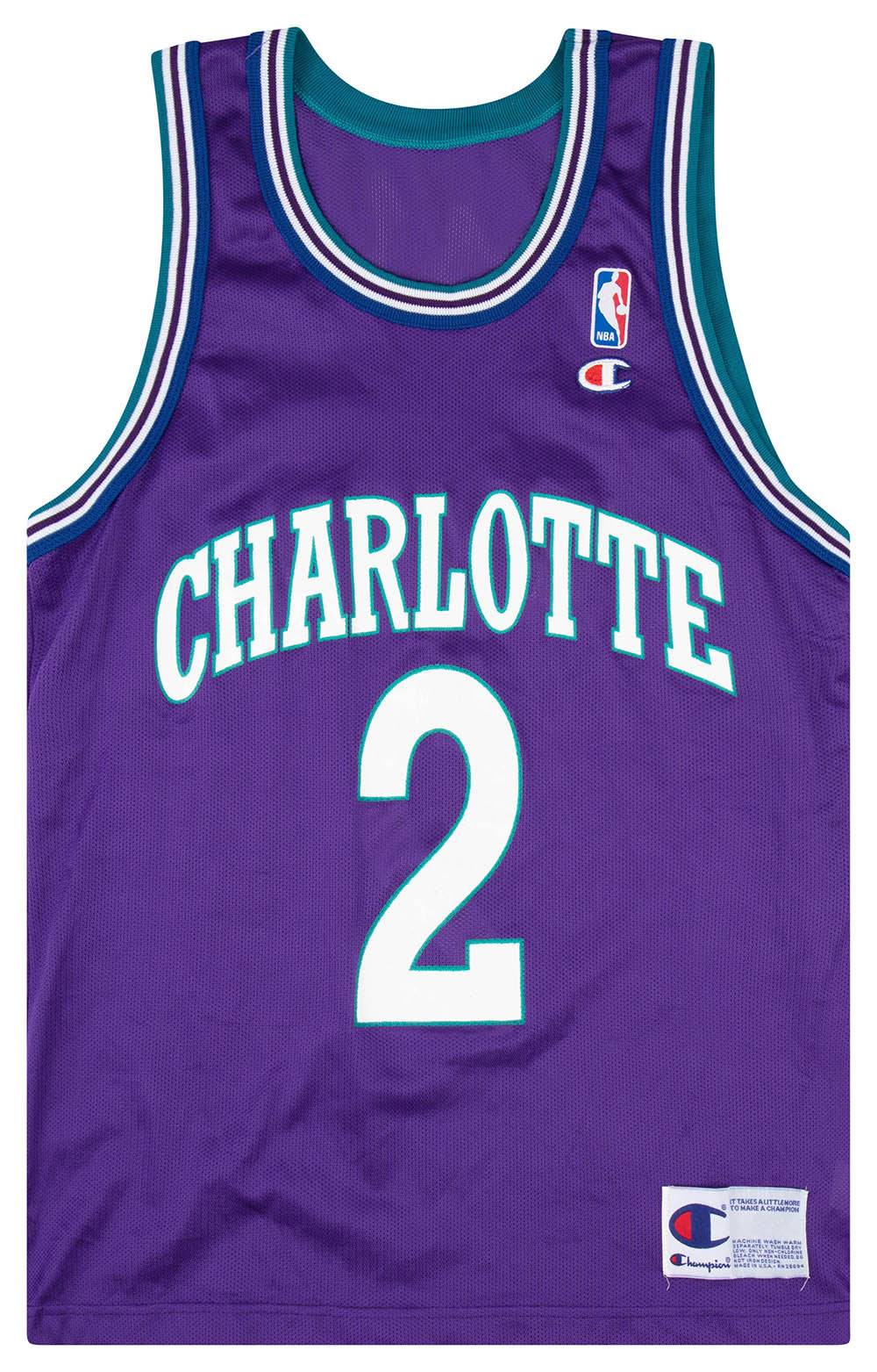 1994-95 Charlotte Hornets Johnson #2 Champion Jersey (Alternate) M