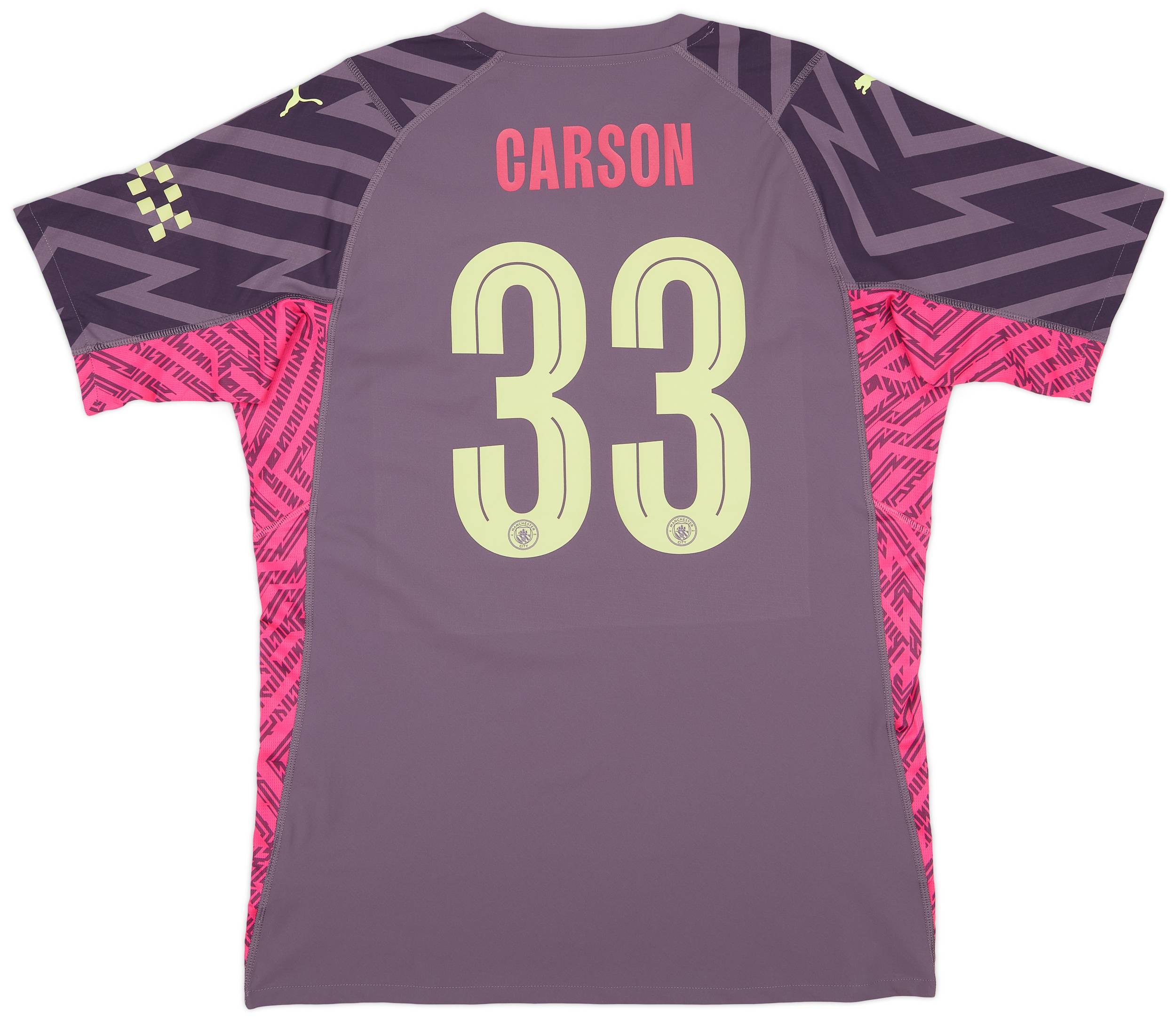 2023-24 Manchester City Match Issue GK S/S Shirt Carson #33 - 7/10 - (XL)