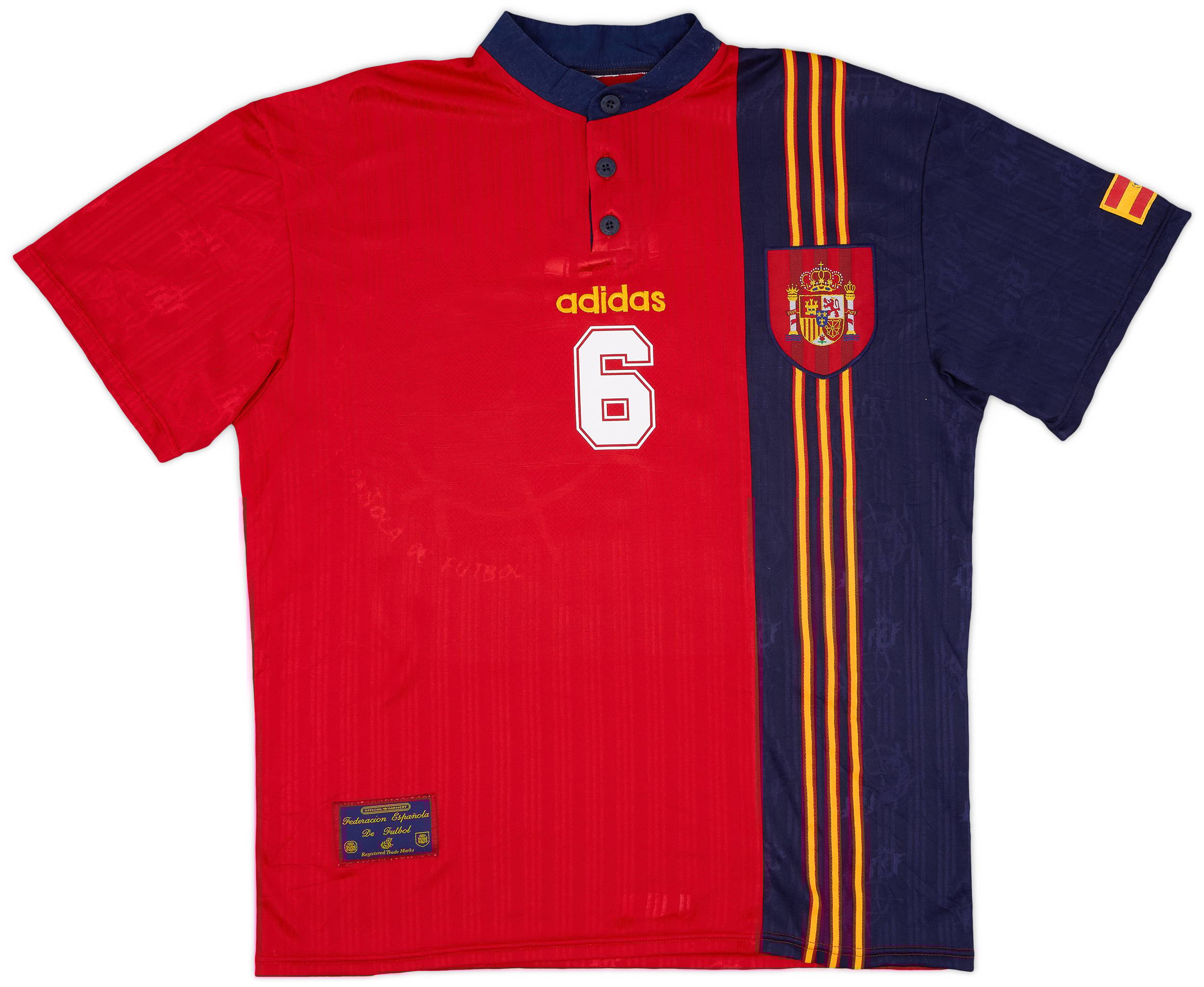 1996-98 Spain Home Shirt R.Hierro #6 - 8/10 - (XL)