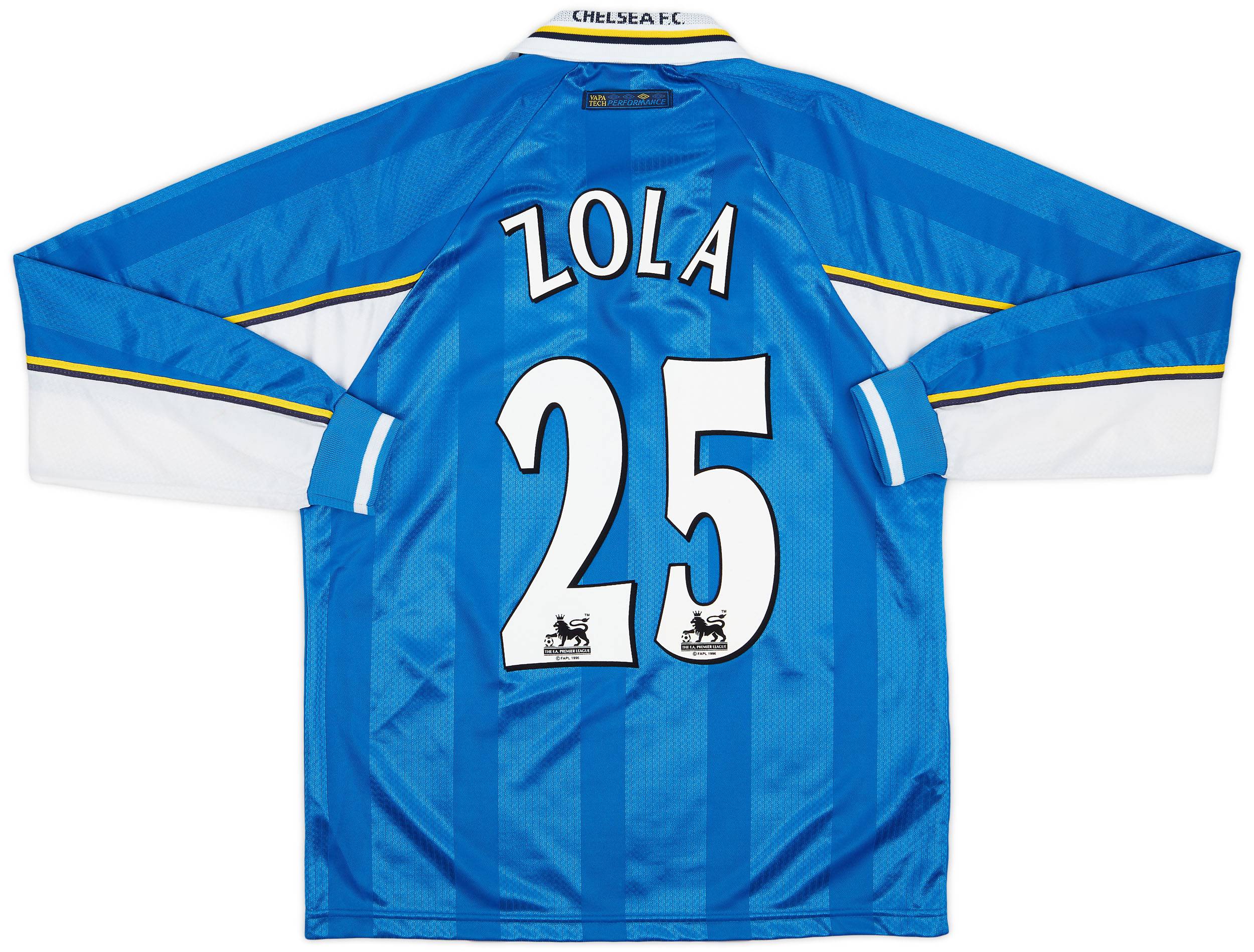 1997-99 Chelsea Home L/S Shirt Zola #25 - 9/10 - (M)