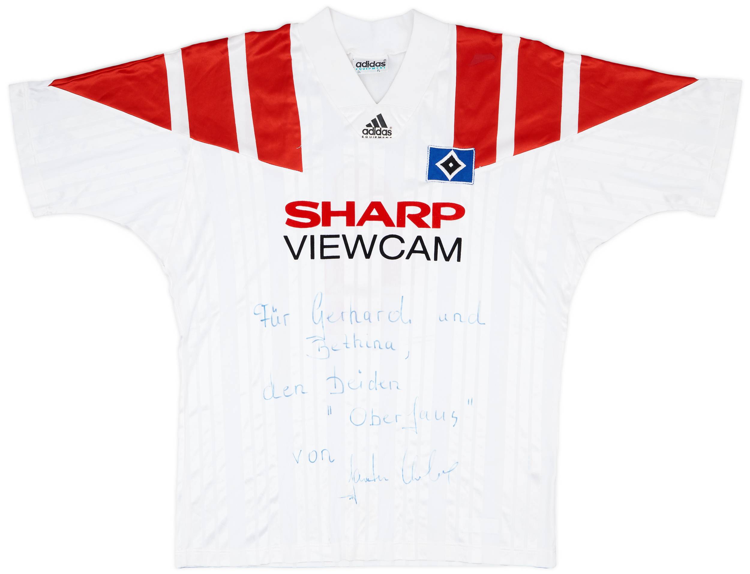 1993-94 Hamburg Match Issue Signed Home Shirt #4 (Kober)