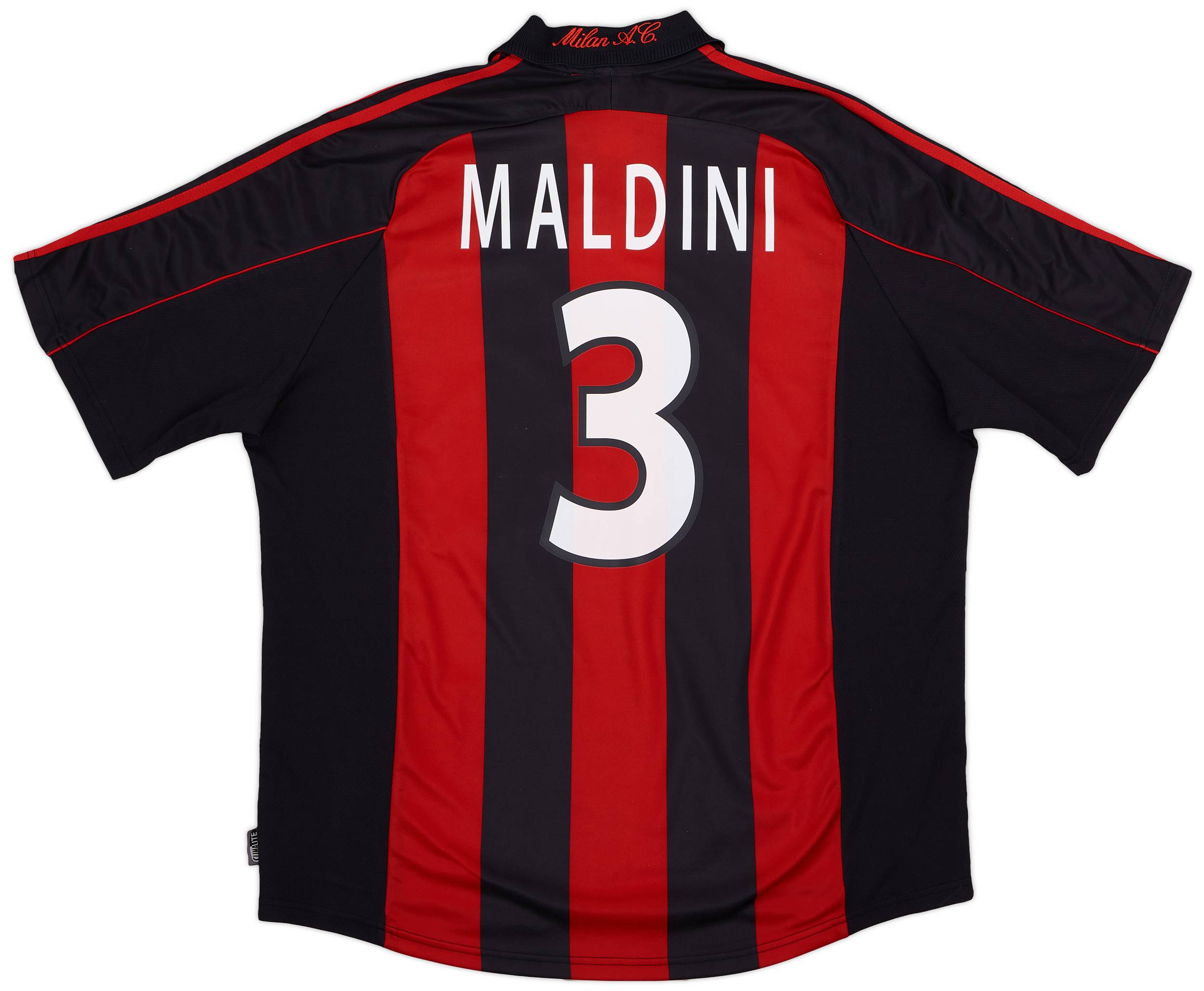 【希少レア】00s AC Milan Soccer Shirt Maldini 2000-02 AC Milan Home Shirt Maldini #3 - 8/10 - (XXL)