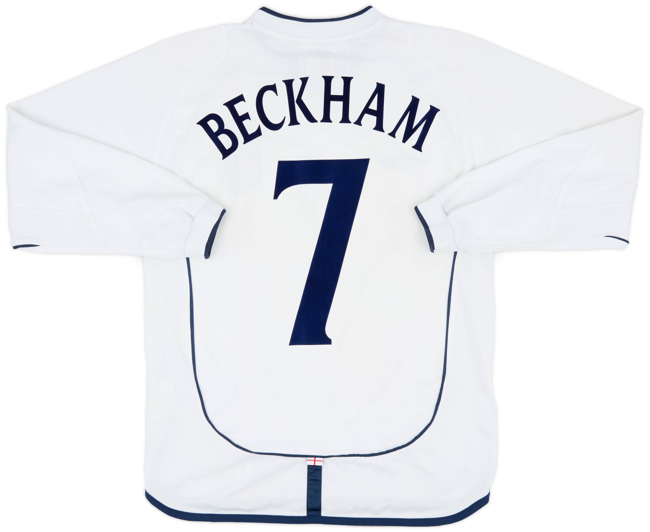 2001-03 England Home L/S Shirt Beckham #7 - 7/10 - (S)