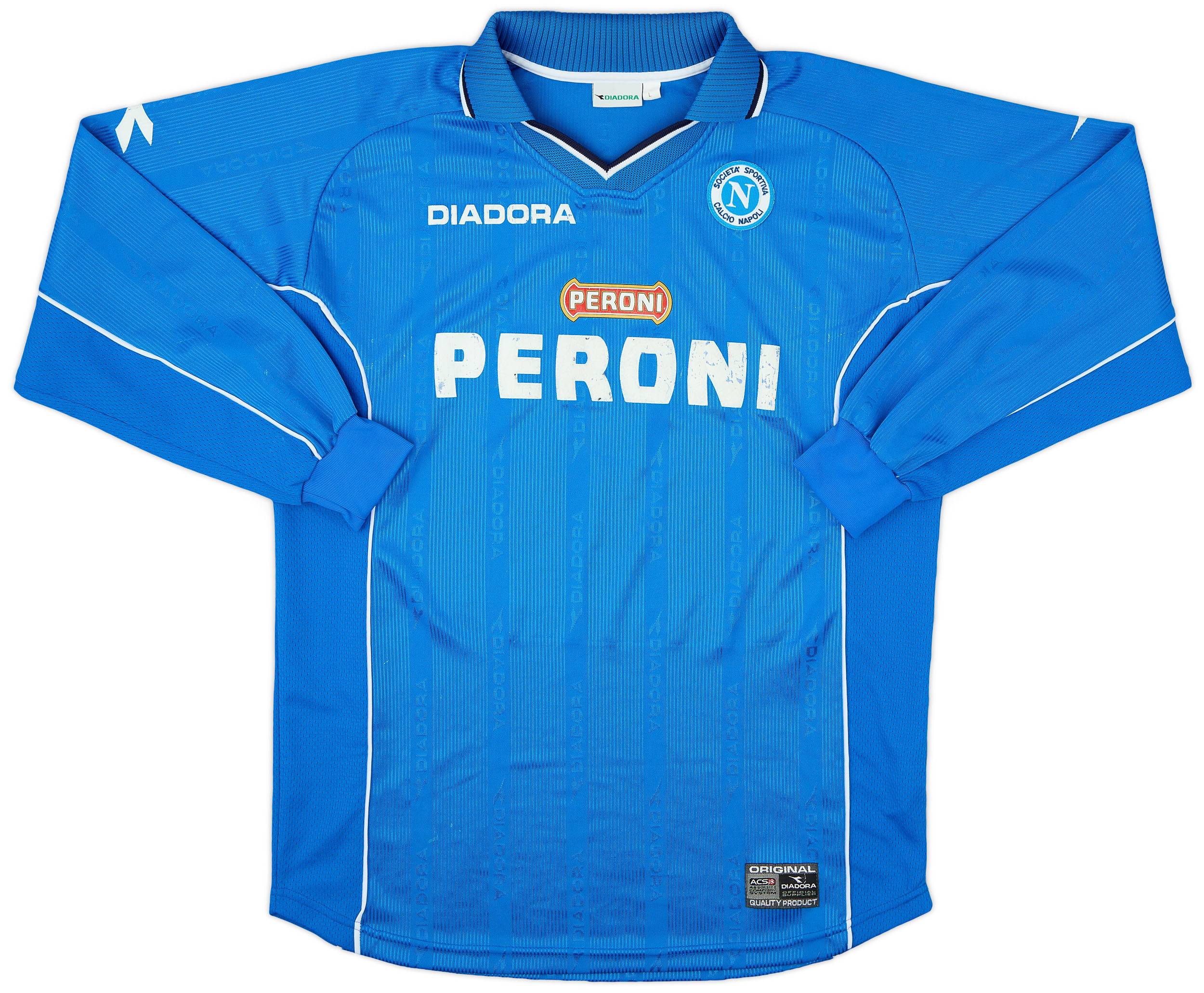 2000-01 Napoli Home L/S Shirt - 6/10 - (L)