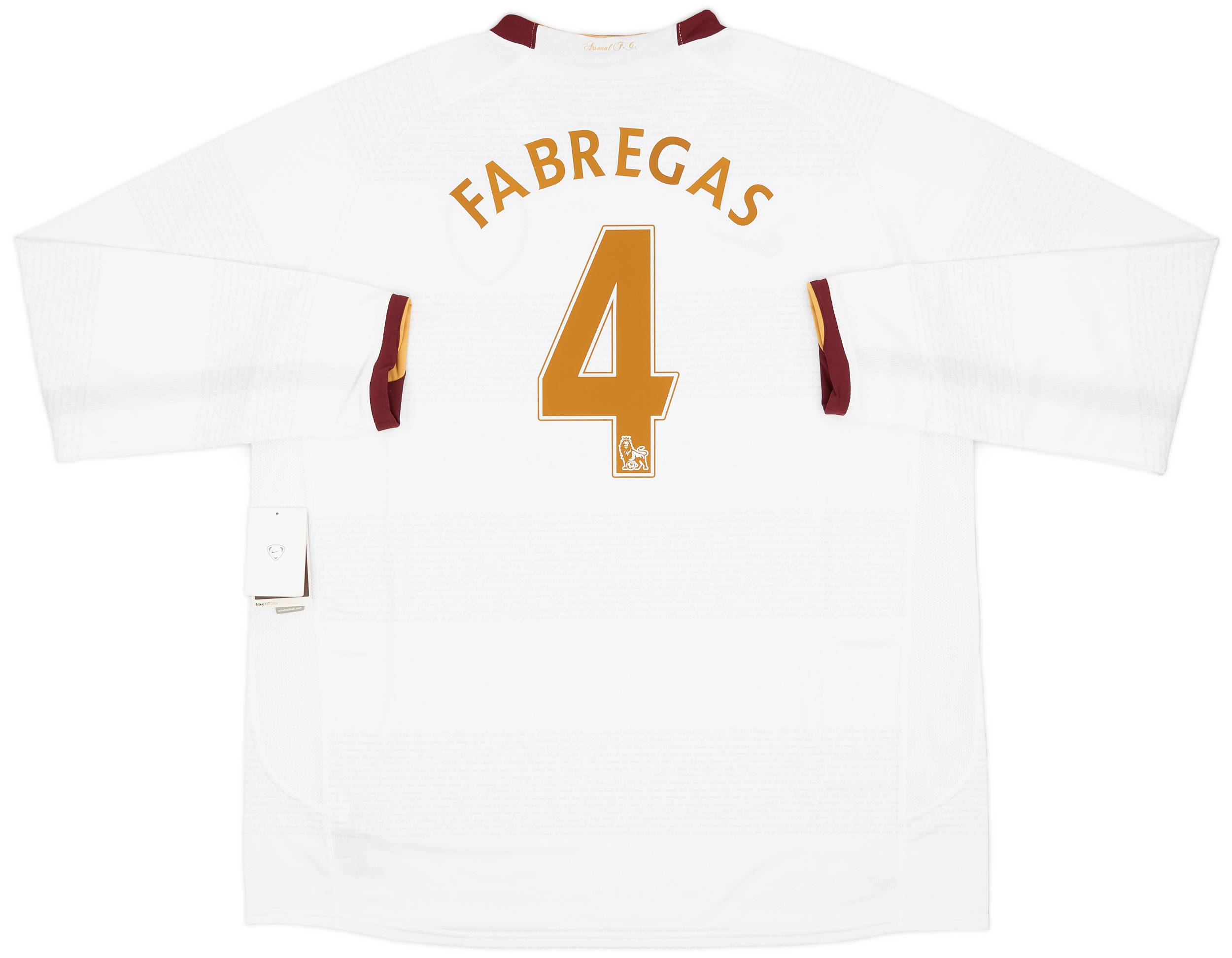 アーセナル FABREGAS 4 ユニフォーム 2007-08 Arsenal Away L/S Shirt Fabregas #4 (XXL)