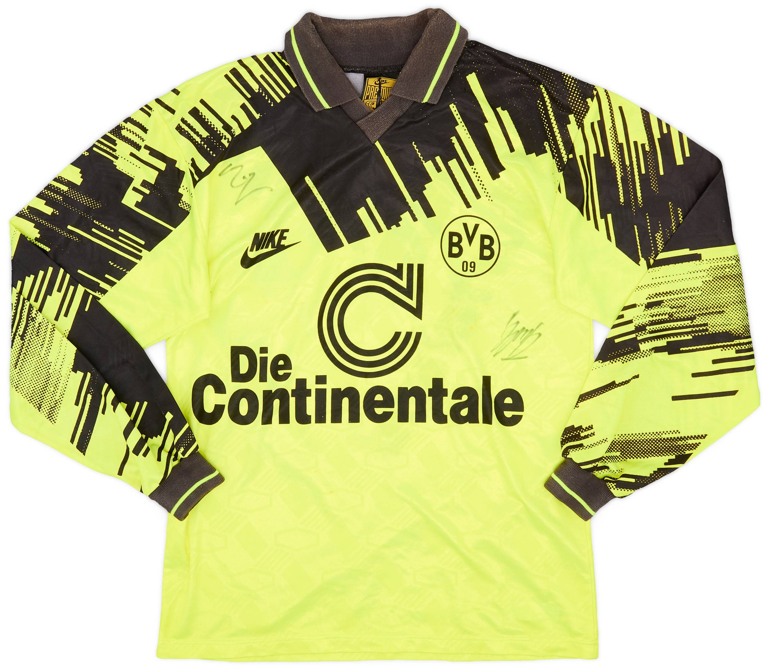 1993-94 Borussia Dortmund Signed Home L/S Shirt - 6/10 - (XS)