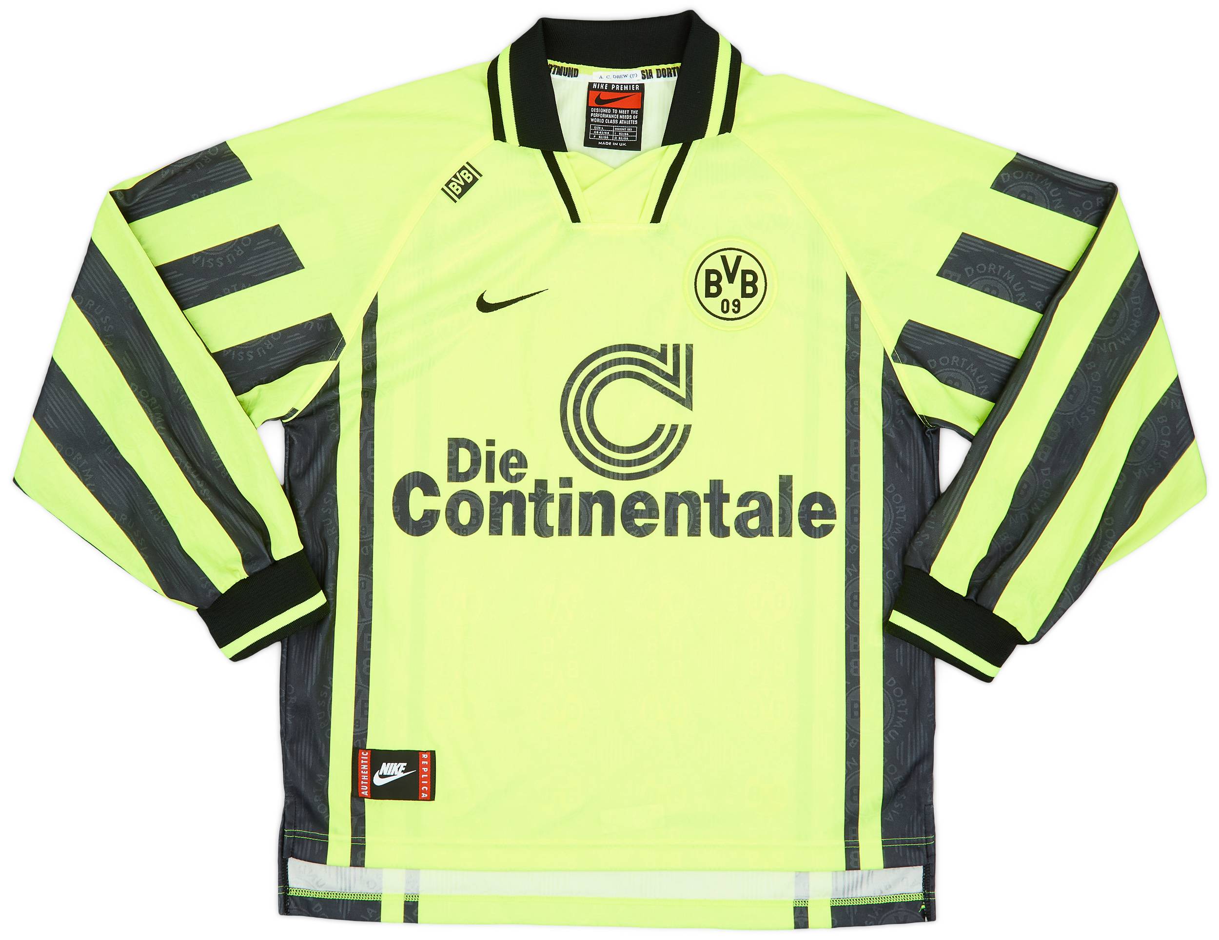 1996-97 Borussia Dortmund Home L/S Shirt - 9/10 - (L)