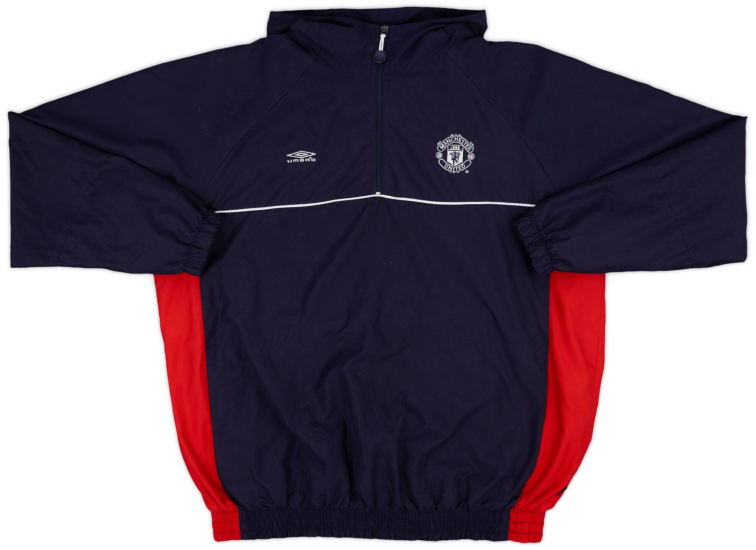2000-01 Manchester United Umbro 1/4 Zip Hooded Track Jacket