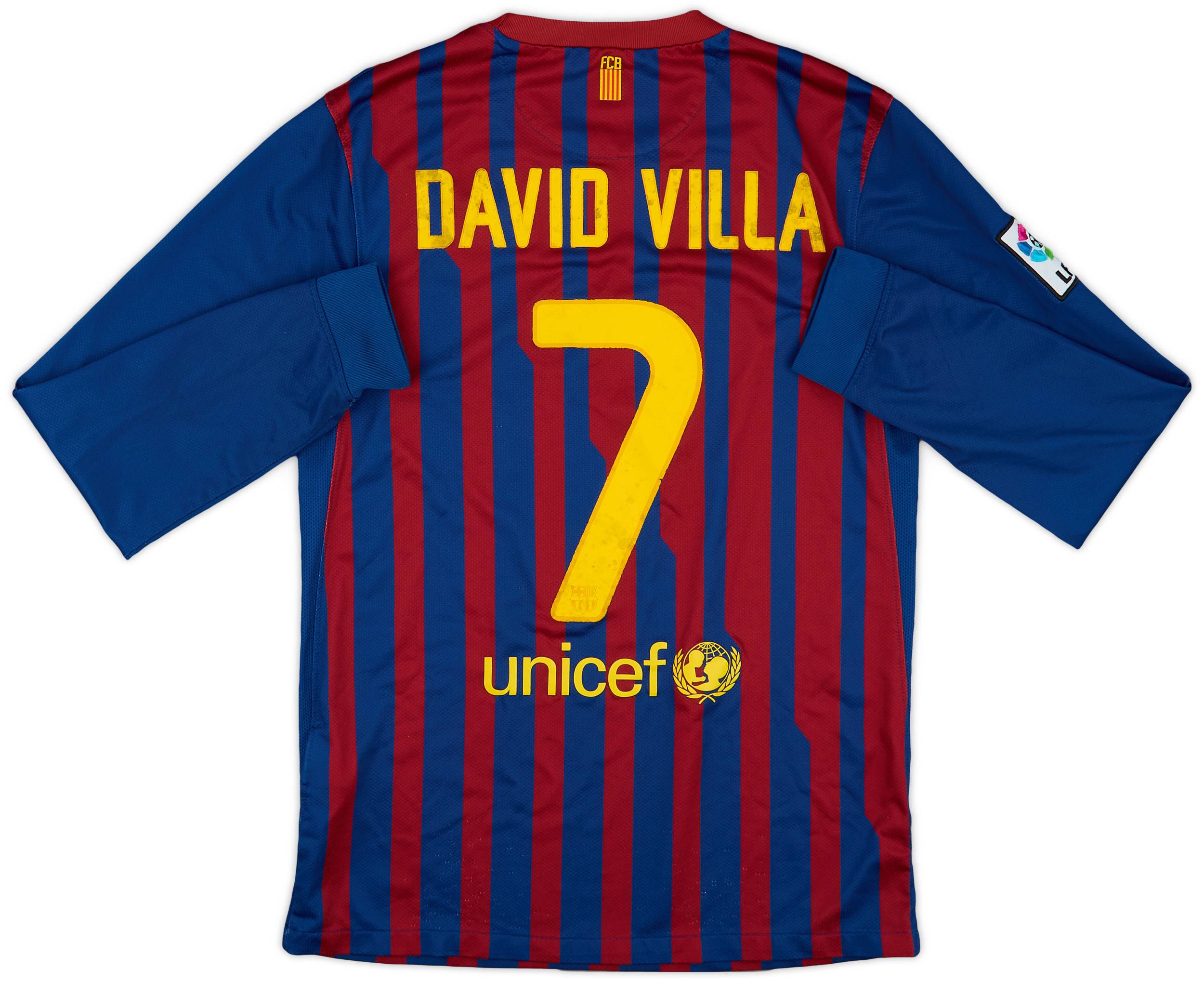 2011-12 Barcelona Home L/S Shirt David Villa #7 - 5/10 - (S)