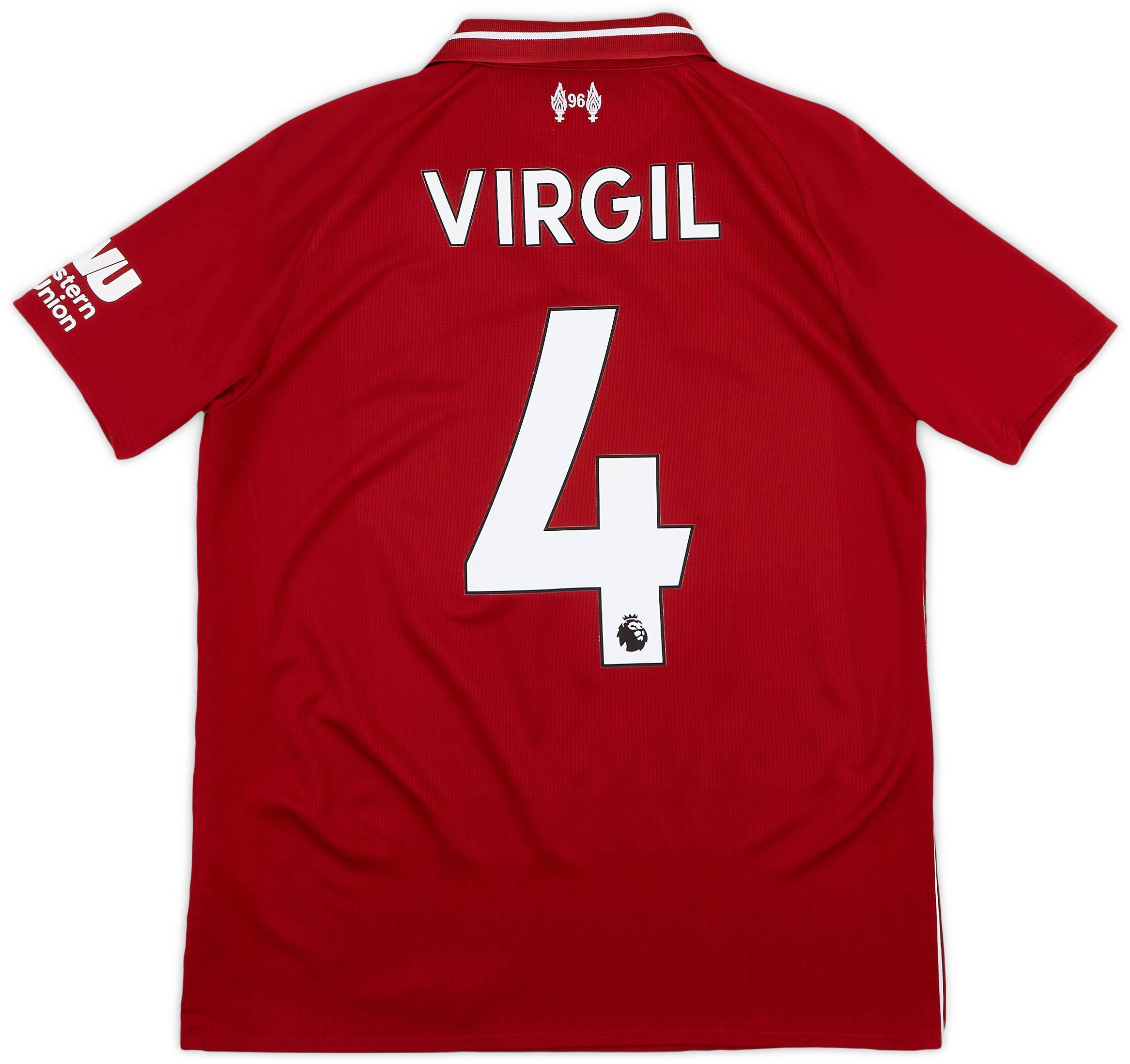 2018-19 Liverpool Home Shirt Virgil #4 - 6/10 - (XL.Boys)
