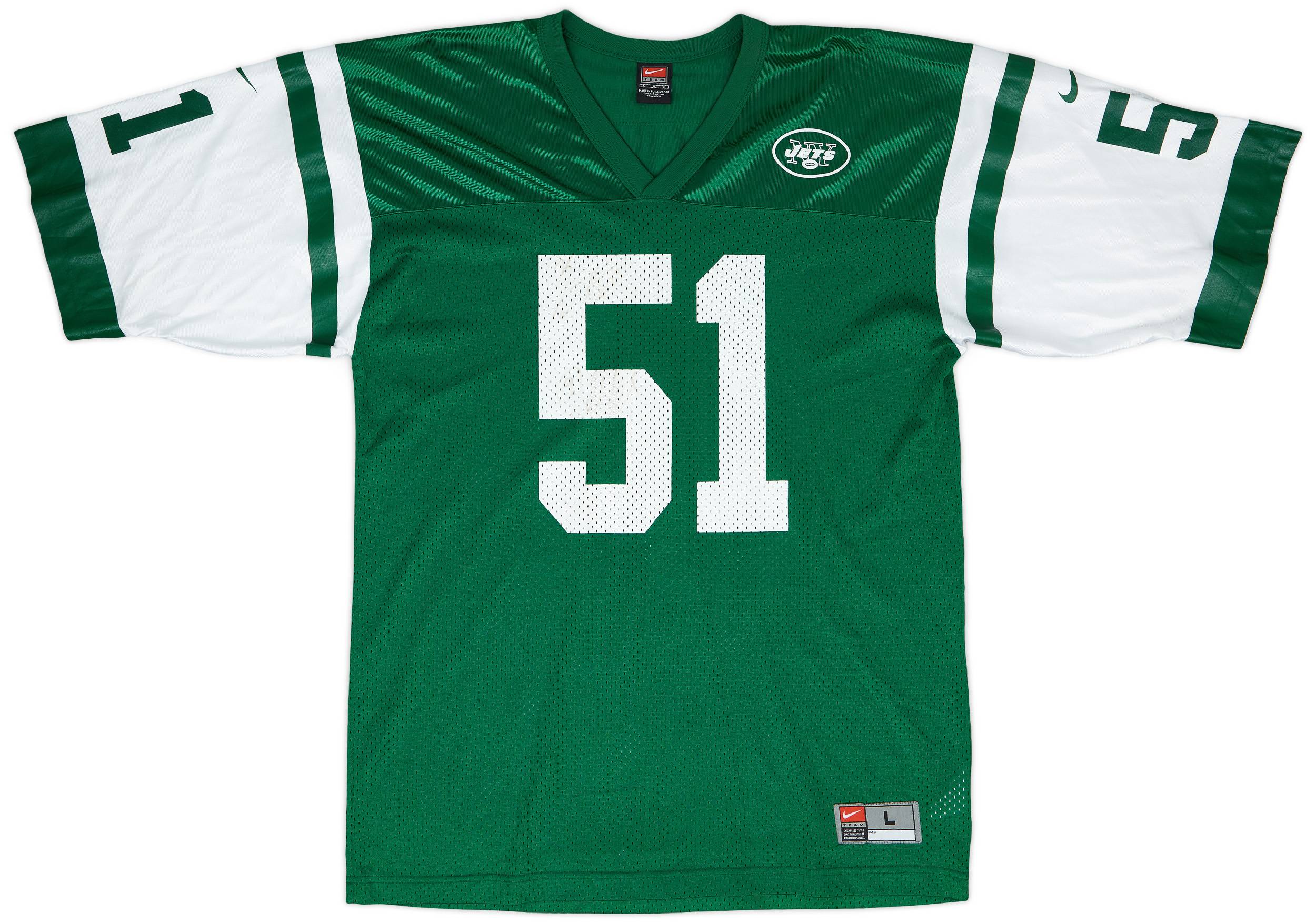 1998-00 New York Jets Cox #51 'Signed' Nike Home Jersey - 8/10 - (L)