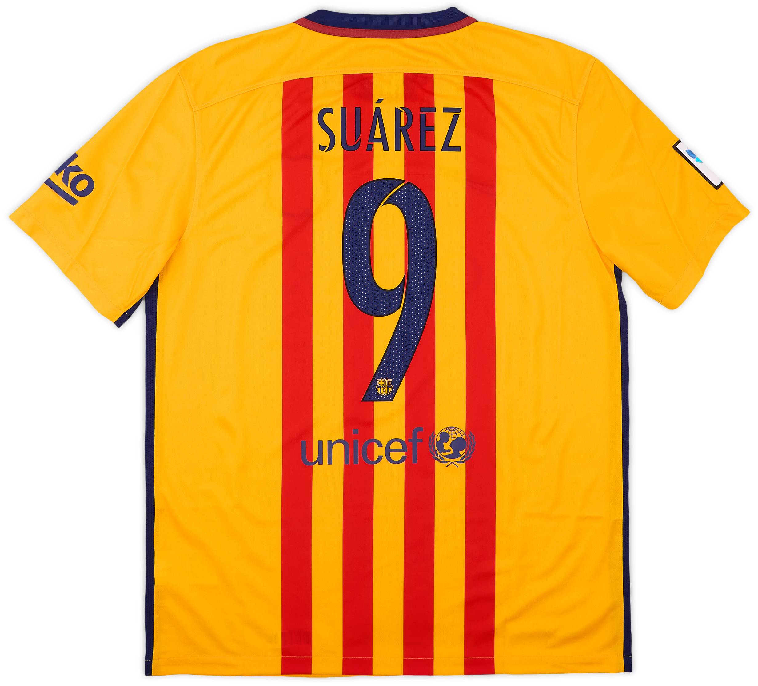 2015-16 Barcelona Away Shirt Suarez #9 (L)
