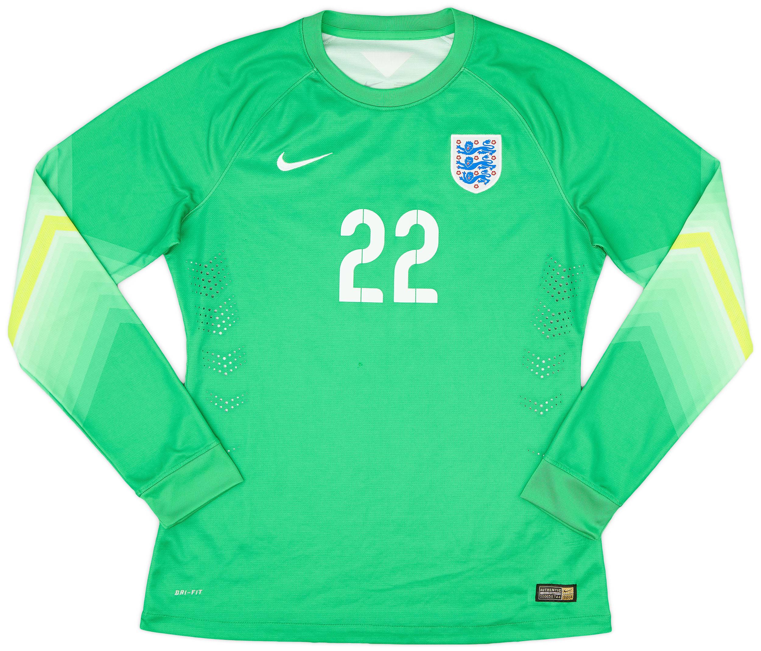 2014-15 England Player Issue GK Home Shirt #22 - 9/10 - (L)