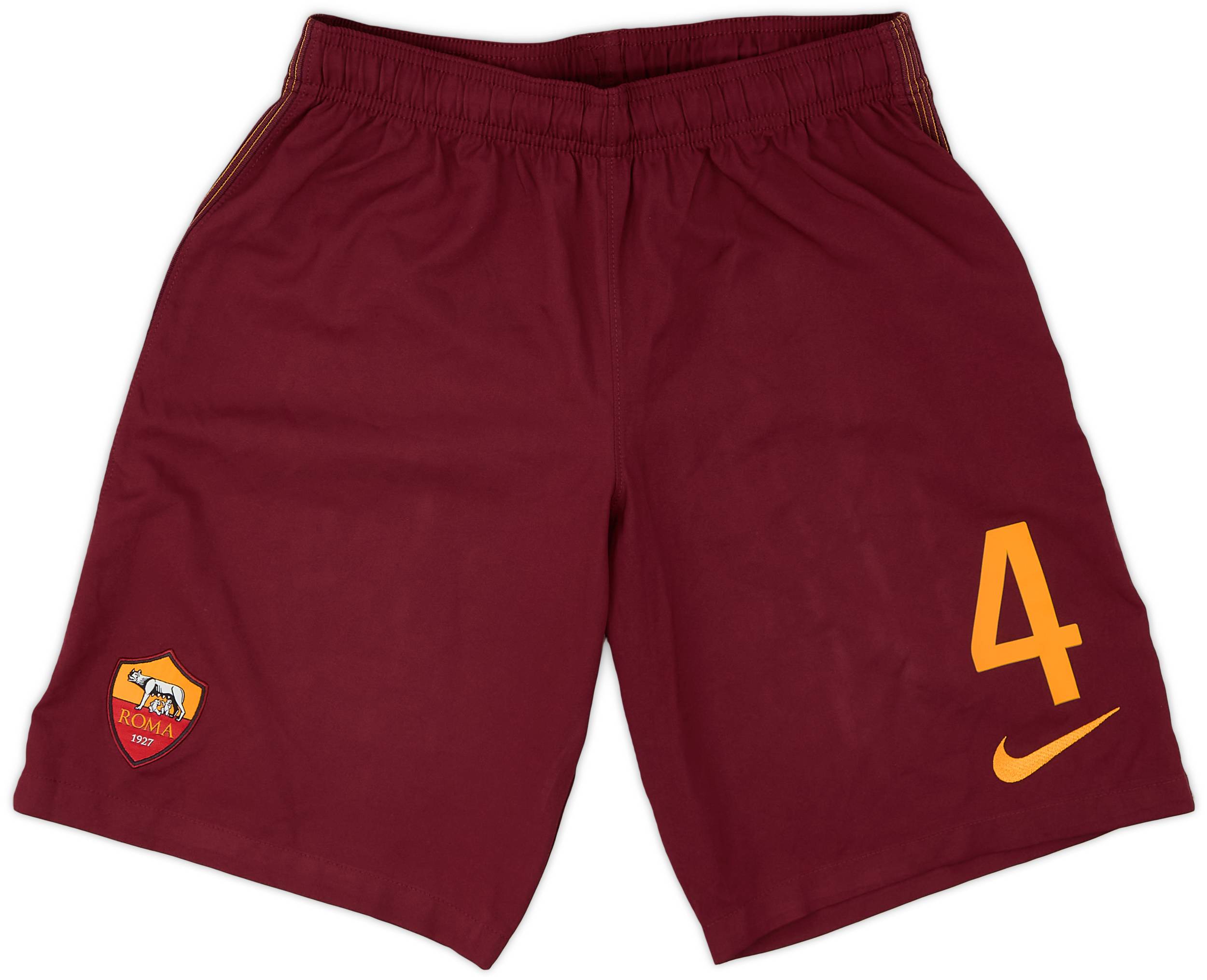 2017-18 Roma Player Issue Home Shorts #4 - 8/10 - (S)