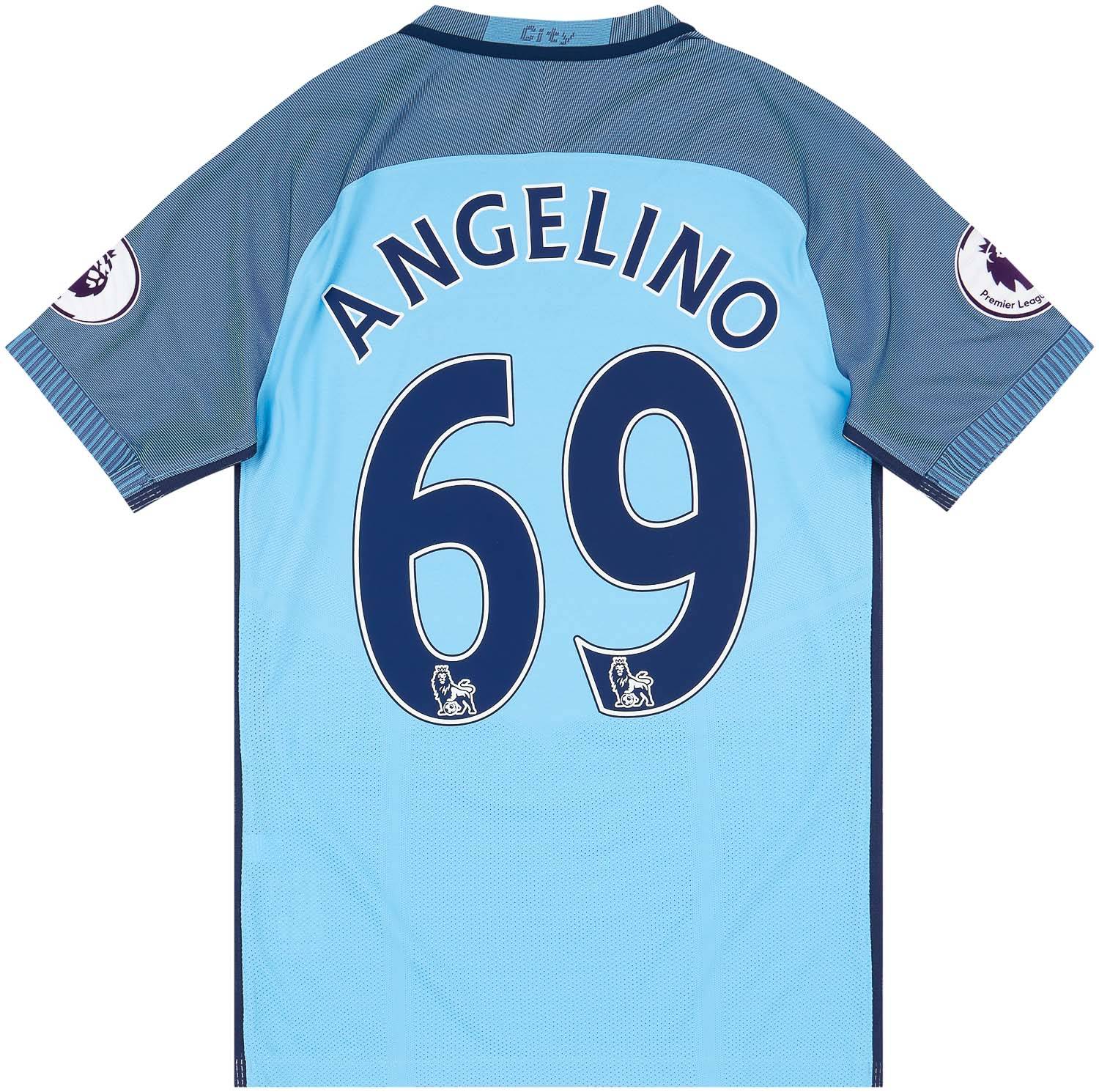 2016-17 Manchester City Match Issue Home Shirt Angelino #69 M