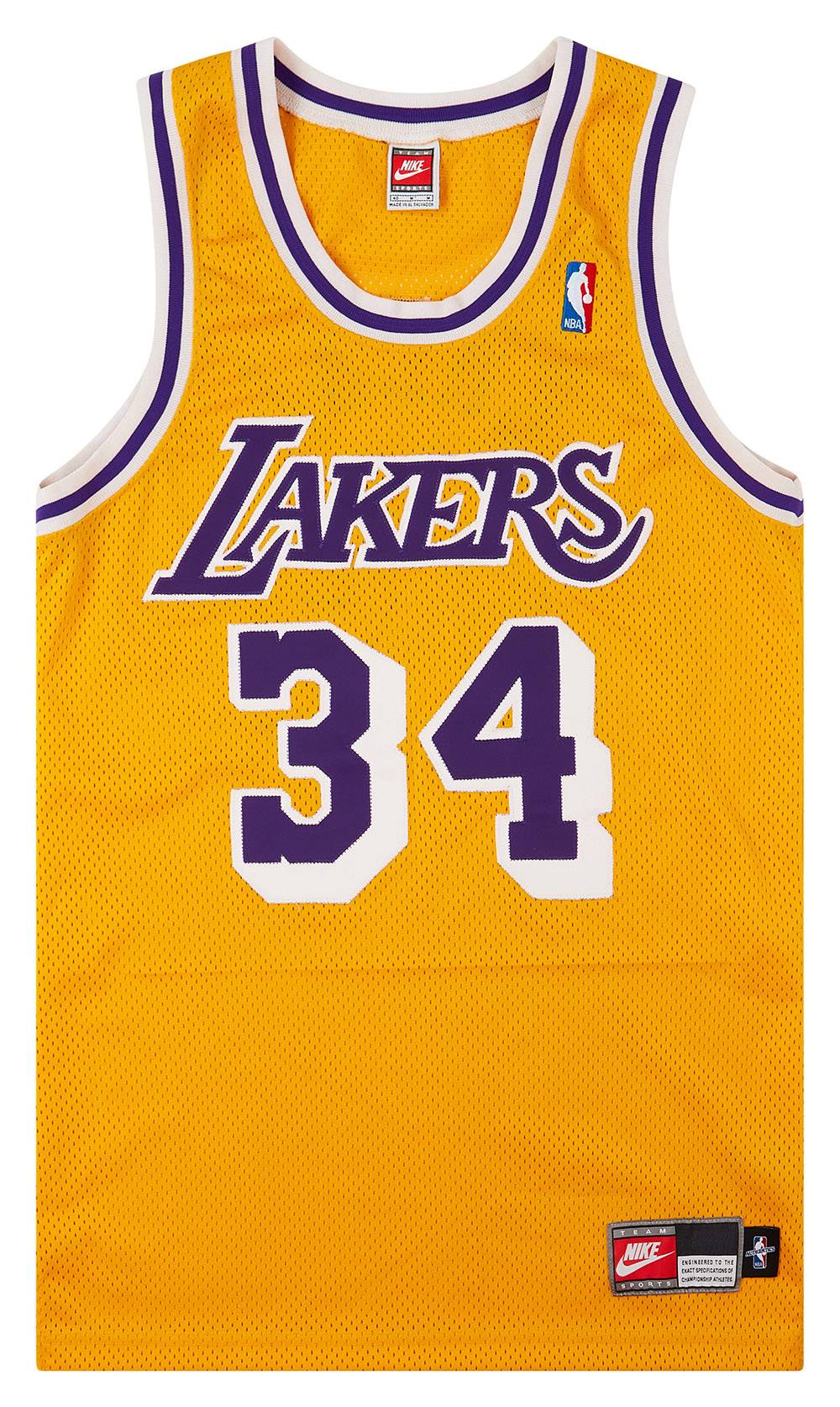 1997 99 Authentic LA Lakers O Neal 34 Nike Home Jersey Excellent M