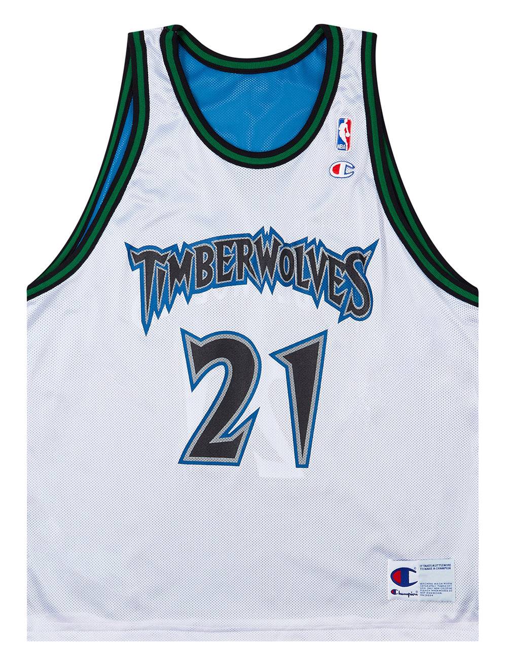 1996 02 Minnesota Timberwolves Garnett 21 Champion Home Reversible Jersey Excellent L