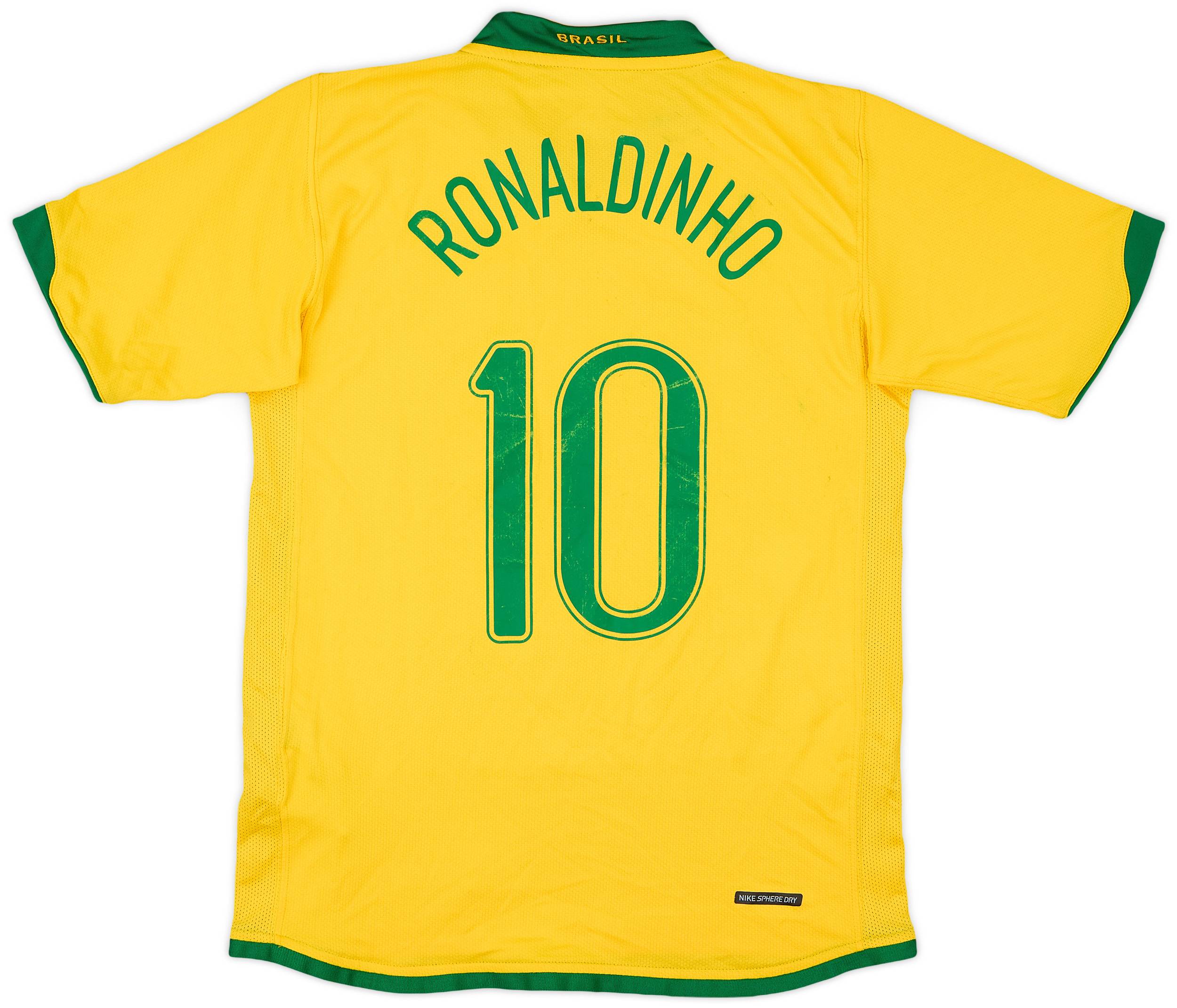 2006-08 Brazil Home Shirt Ronaldinho #10 - 5/10 - (L.Boys)