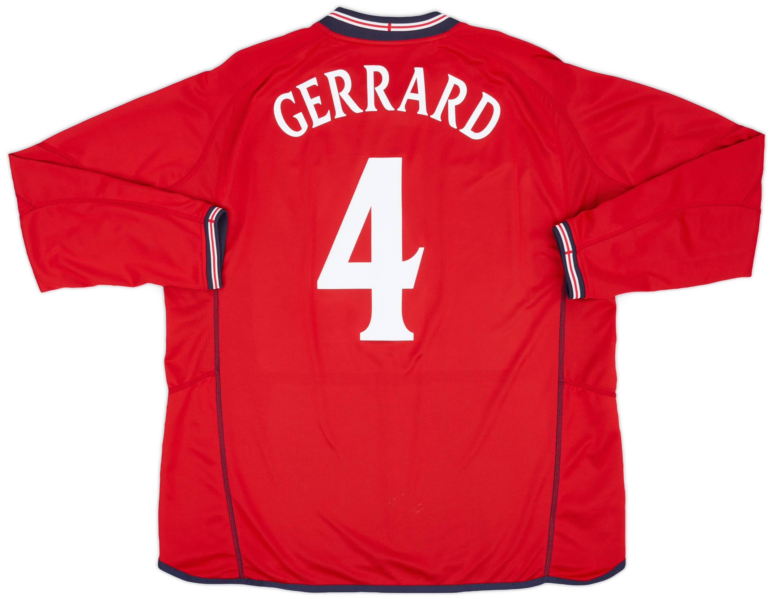2002-04 England Away L/S Shirt Gerrard #4 - 7/10 - (3XL)