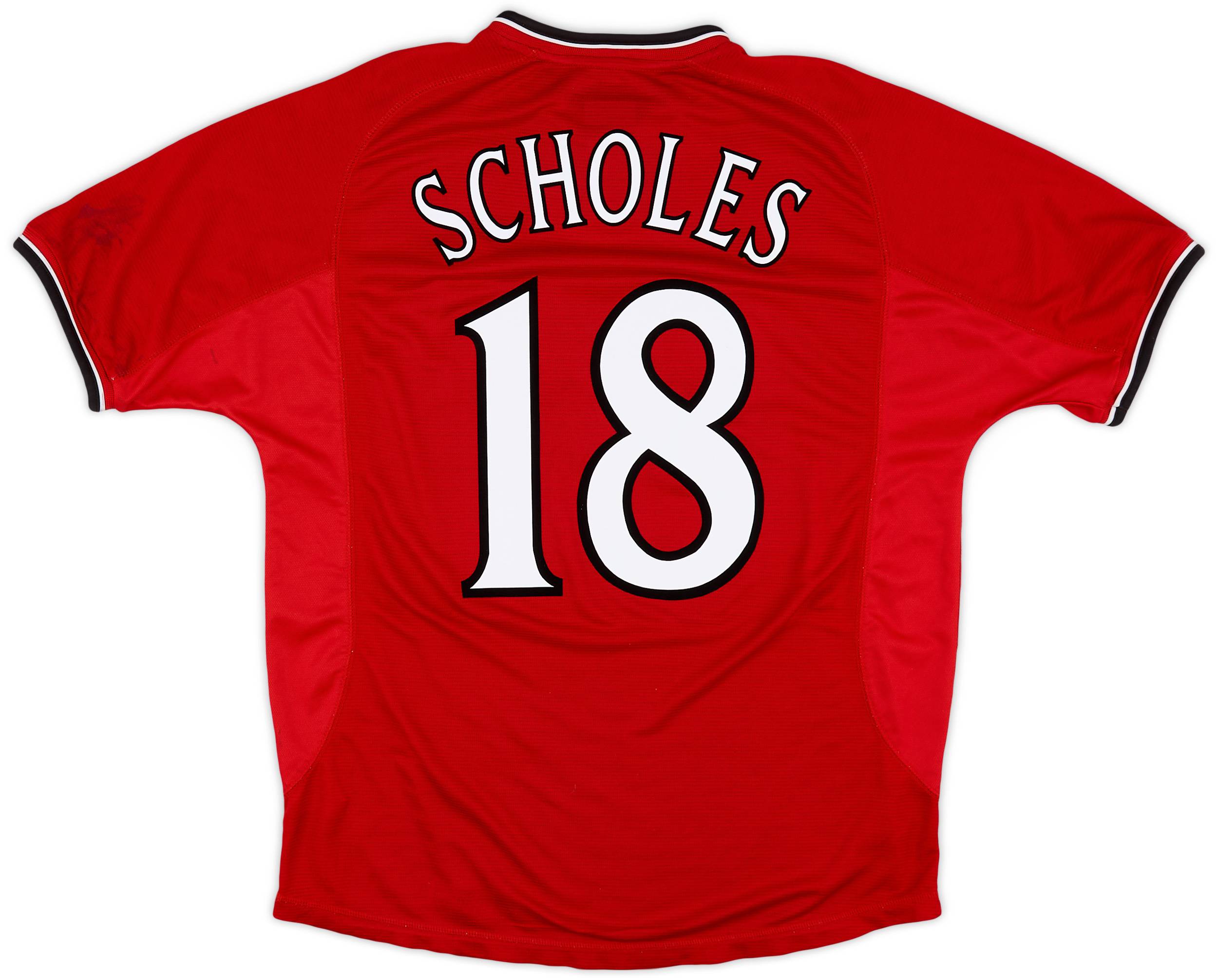 2000-02 Manchester United Home Shirt Scholes #18 - 7/10 - (L)