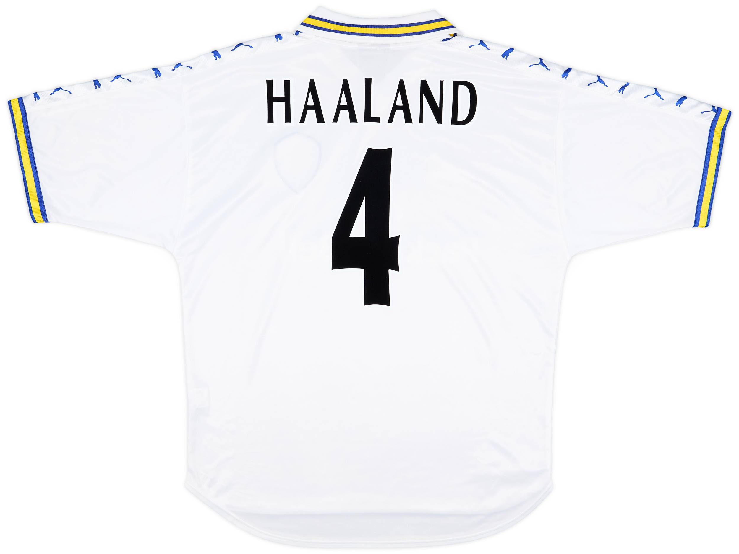 1998-00 Leeds United Home Shirt Haaland #4 - 8/10 - (L)