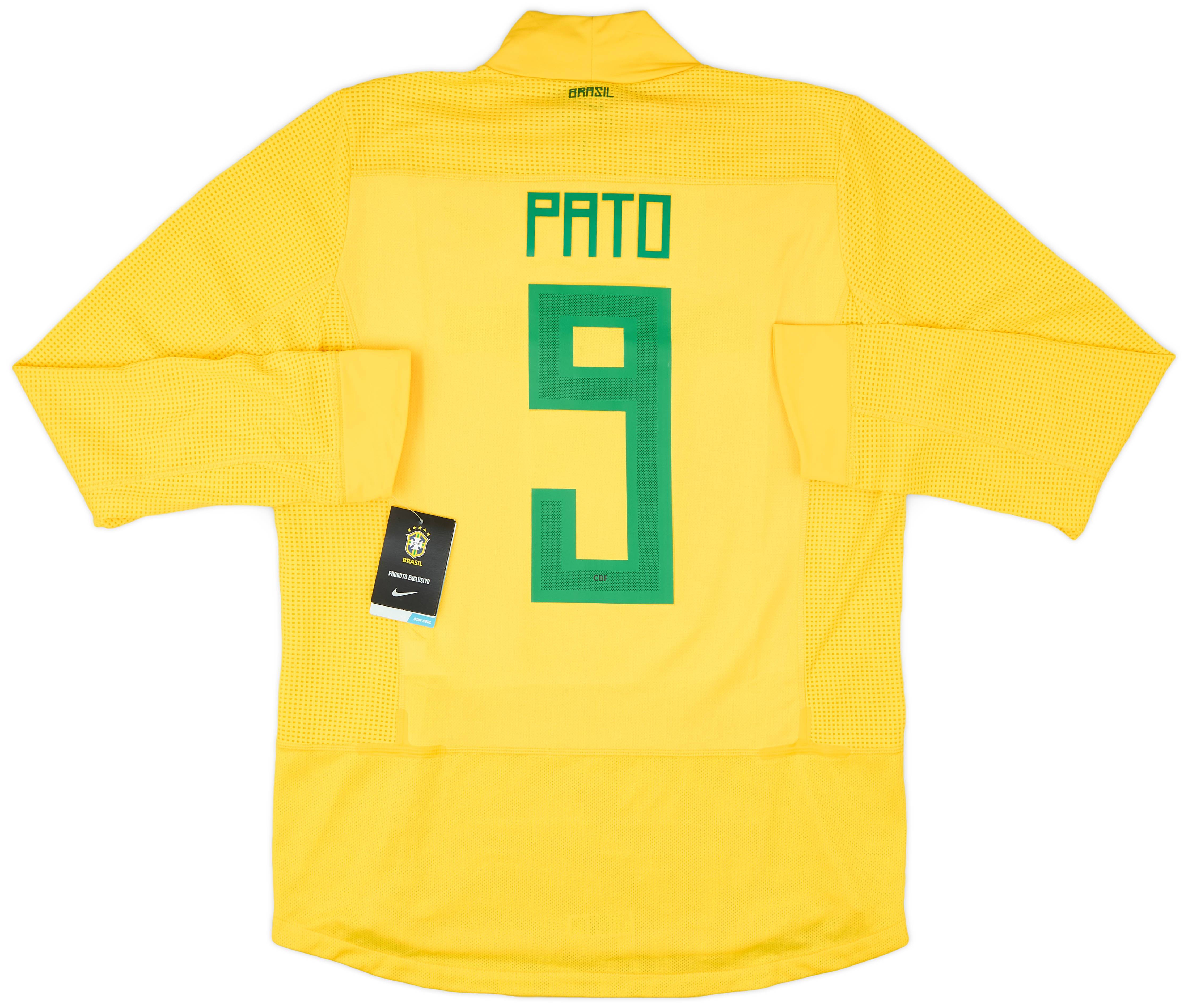 2011 Brazil Player Issue Home L/S Shirt Pato #9 (XL)