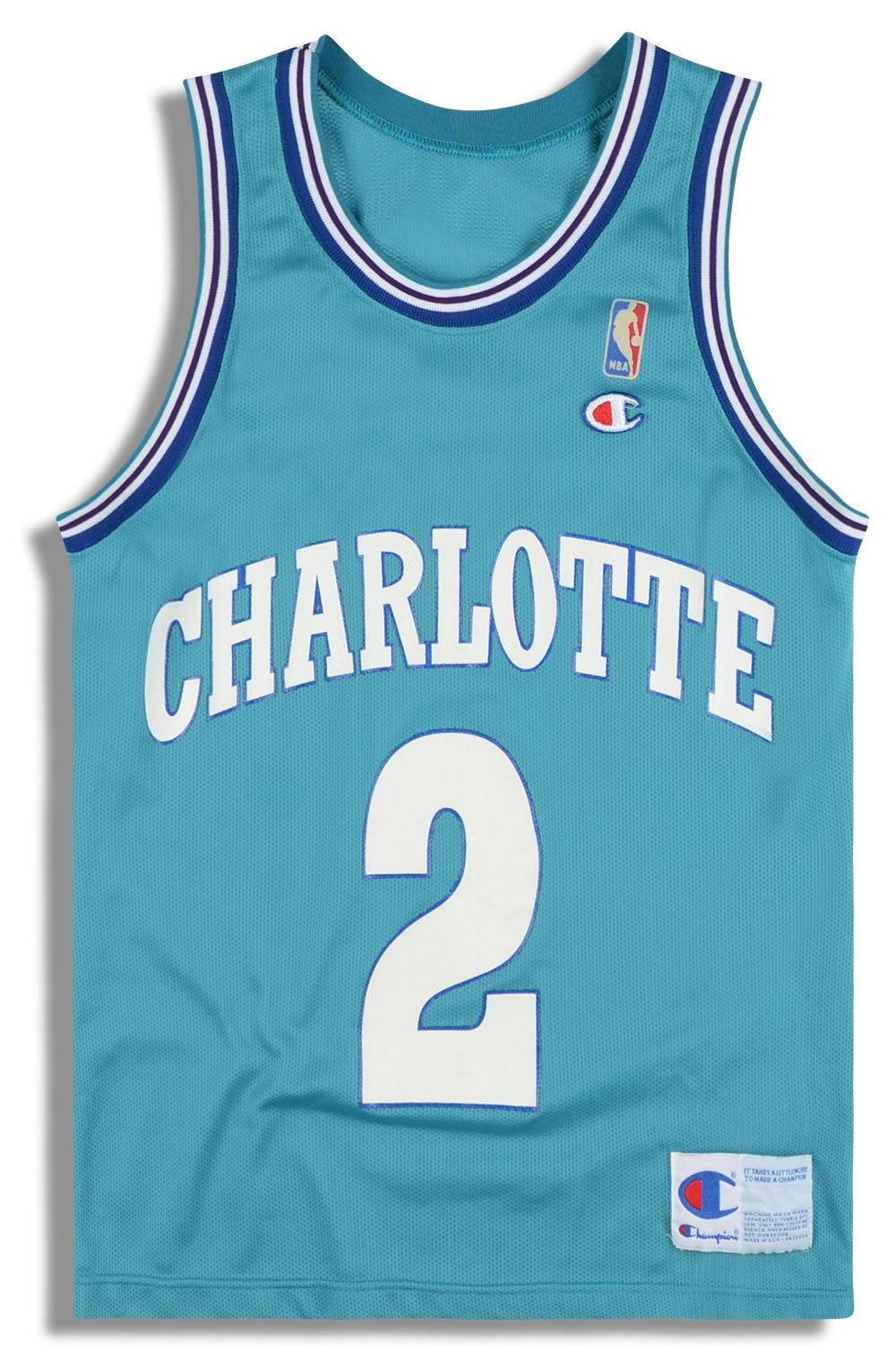 1992-95 Charlotte Hornets Johnson #2 Champion Jersey (Away) S