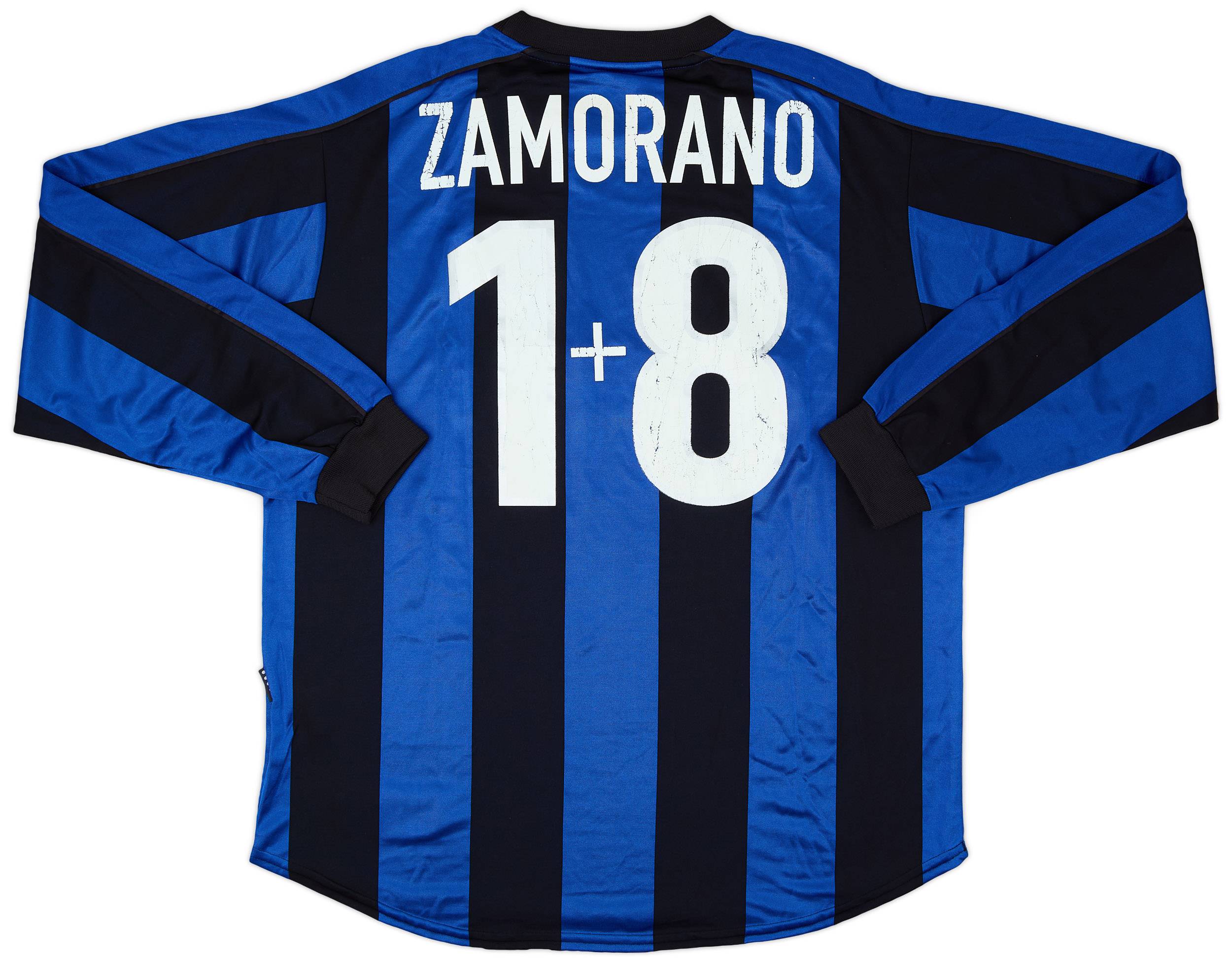 1999-00 Inter Milan Home L/S Shirt Zamorano 1+8 - 5/10 - (XL)