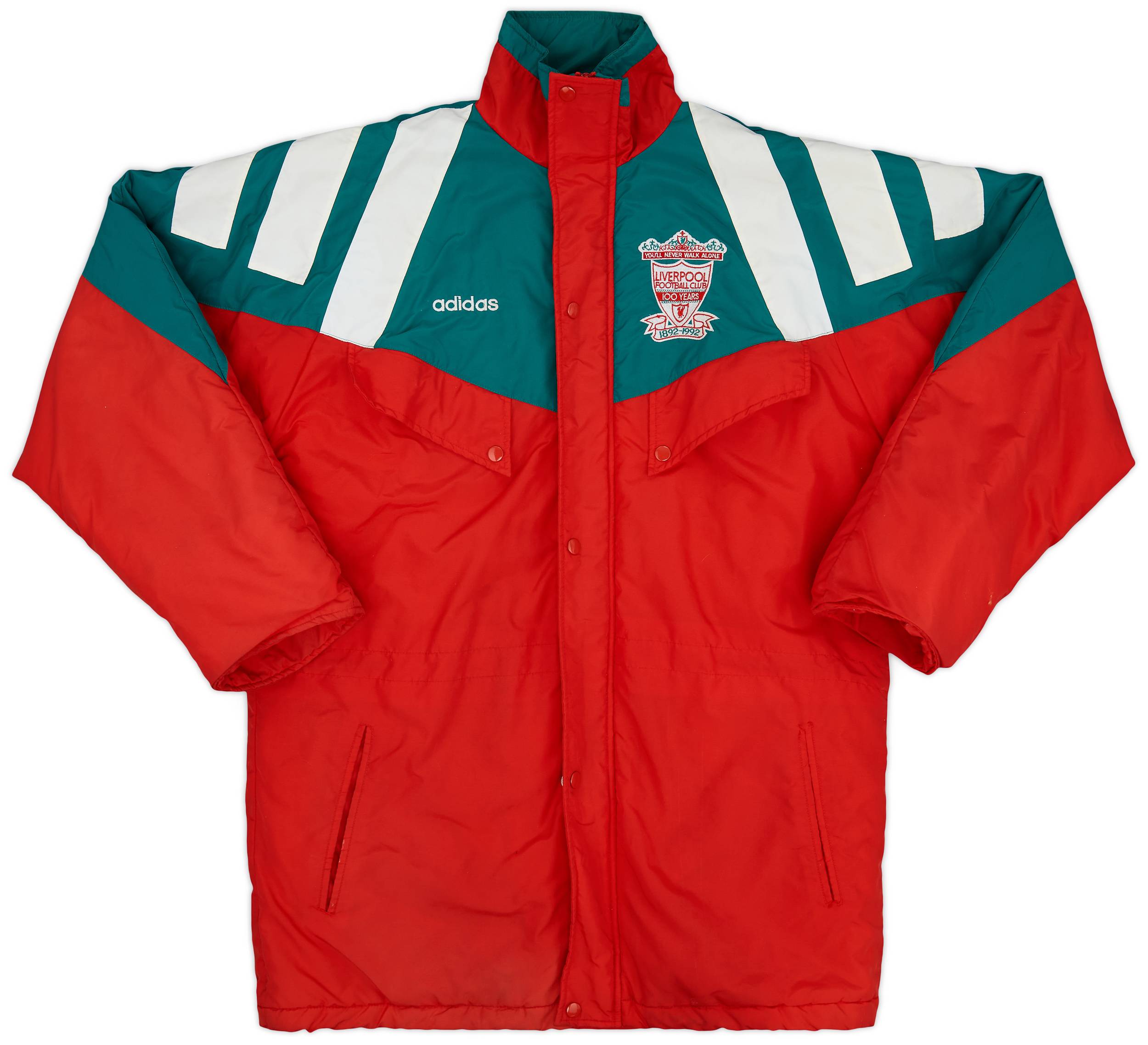 1991-92 Liverpool adidas Padded Bench Coat - 9/10 - (M/L)
