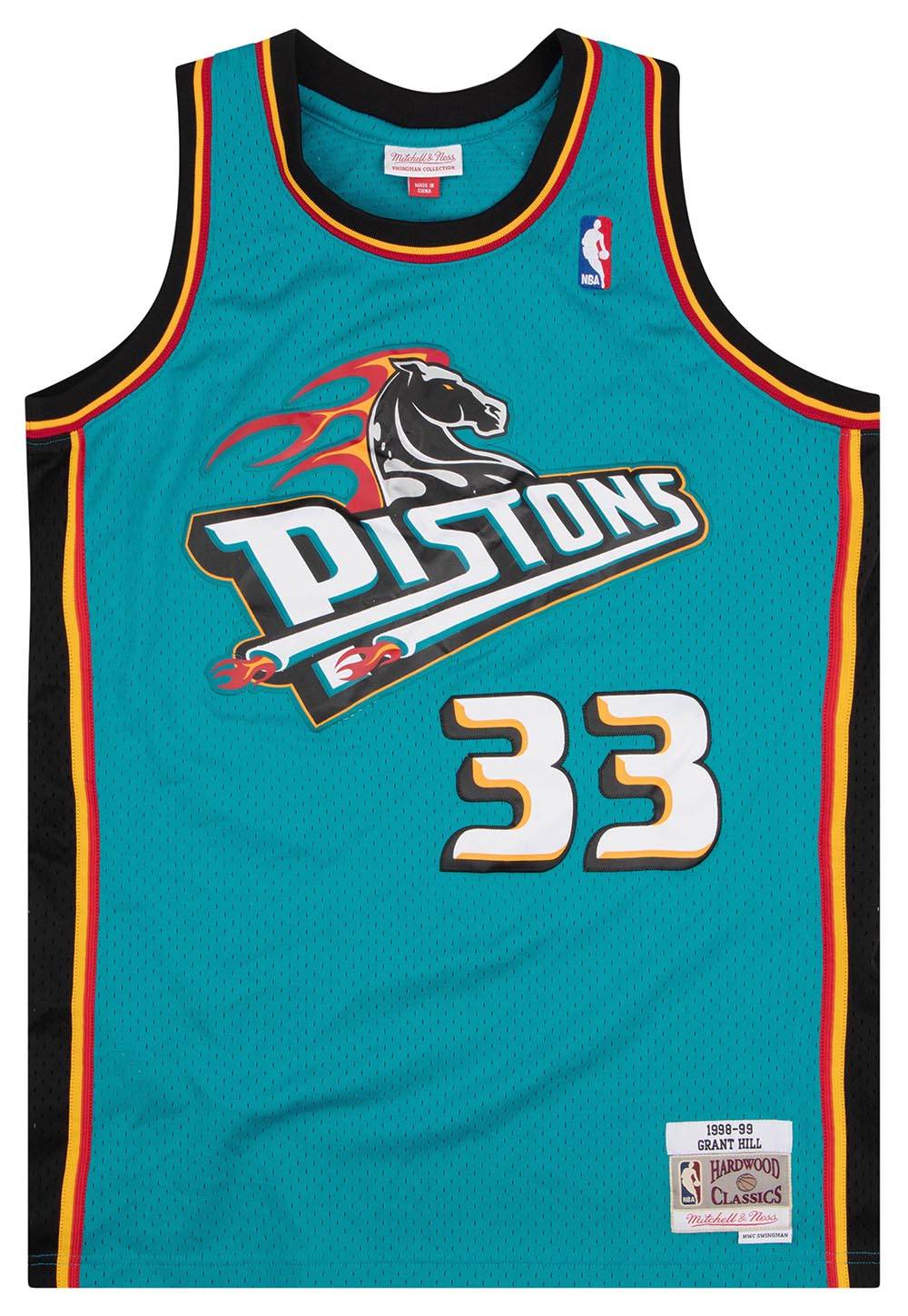 1998-99 Detroit Pistons Hill #33 Mitchell & Ness Jersey (Away) L