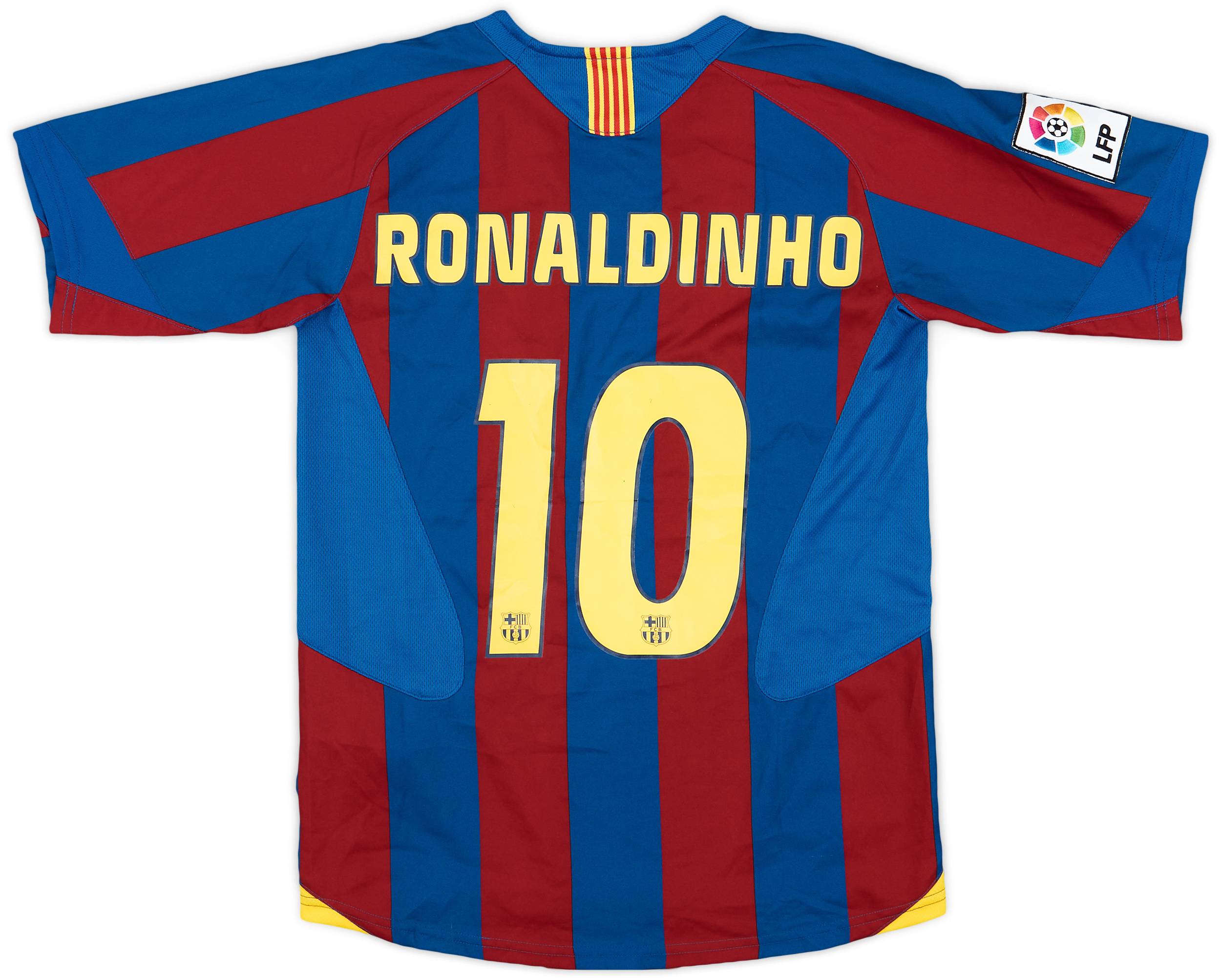 2005-06 Barcelona Home Shirt Ronaldinho #10 - 8/10 - (M.Boys)