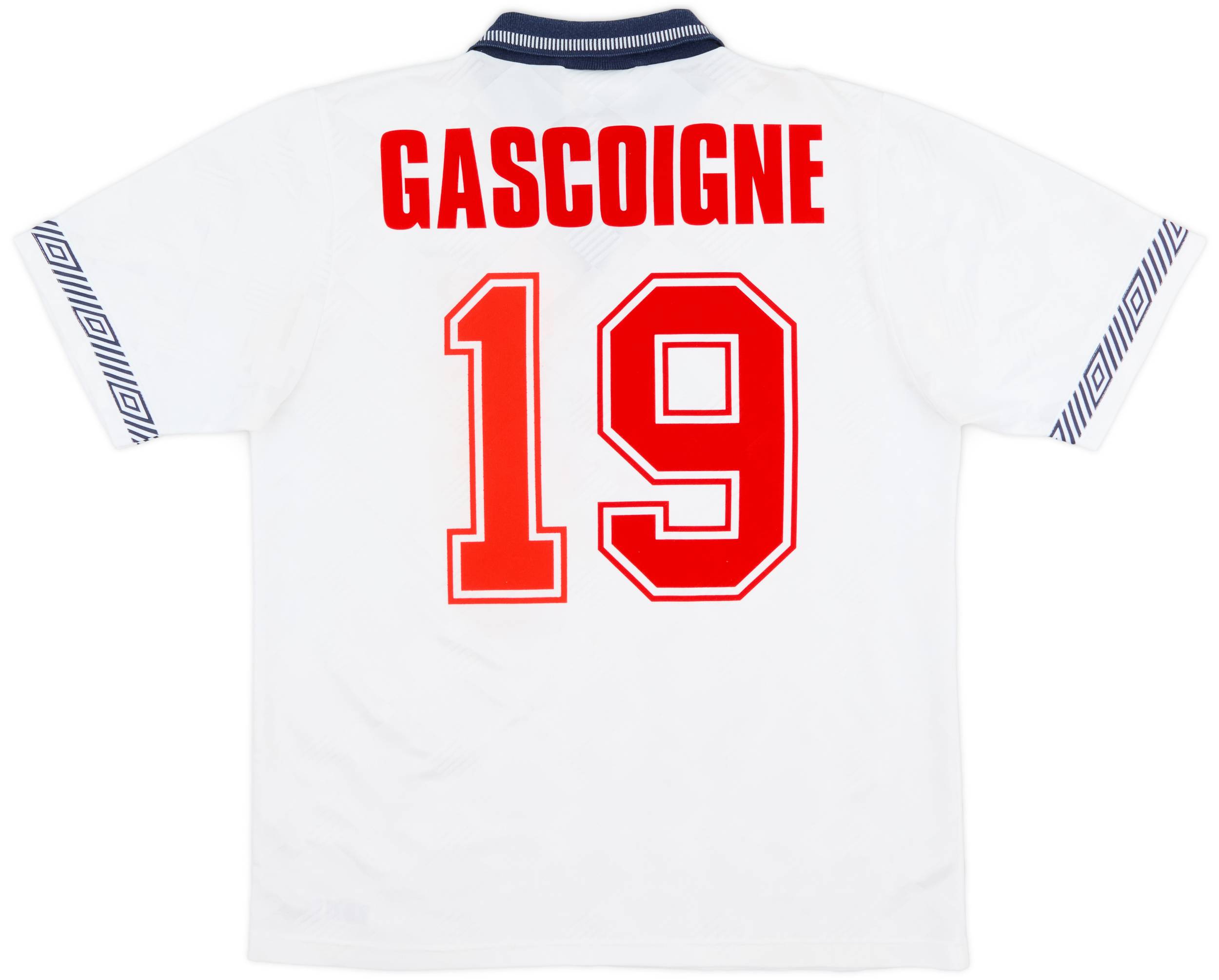 1990-92 England Home Shirt Gascoigne #19 8/10 (L)